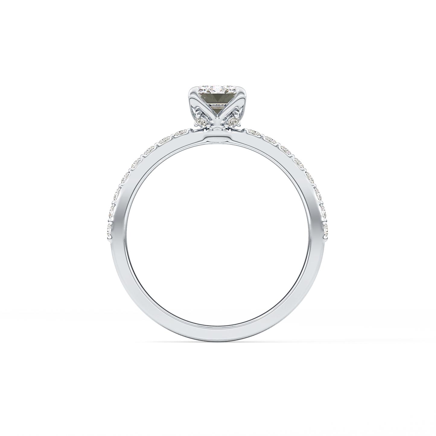 Emerald Cut 1.02 Carat Moissanite Ring – Pave Setting in Gold