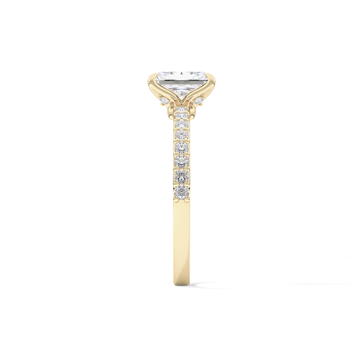 Radiant Cut 1.21 Carat Moissanite Ring – Pave Setting in Gold
