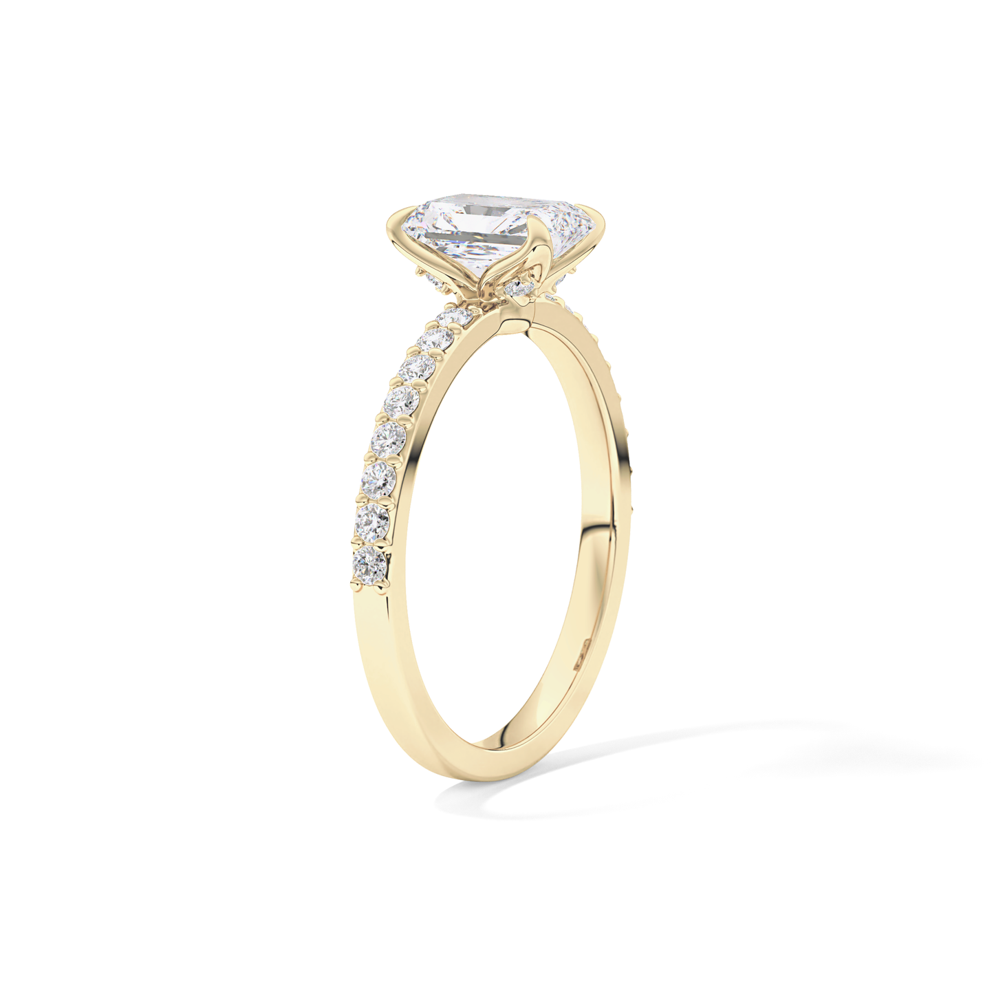 Radiant Cut 1.21 Carat Moissanite Ring – Pave Setting in Gold
