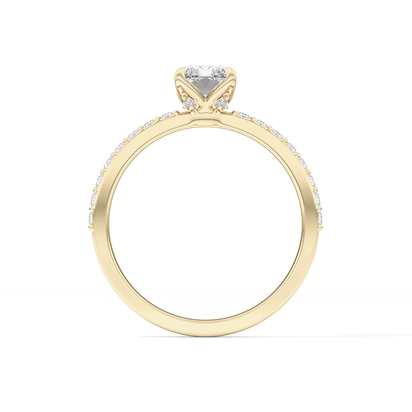 Radiant Cut 1.21 Carat Moissanite Ring – Pave Setting in Gold