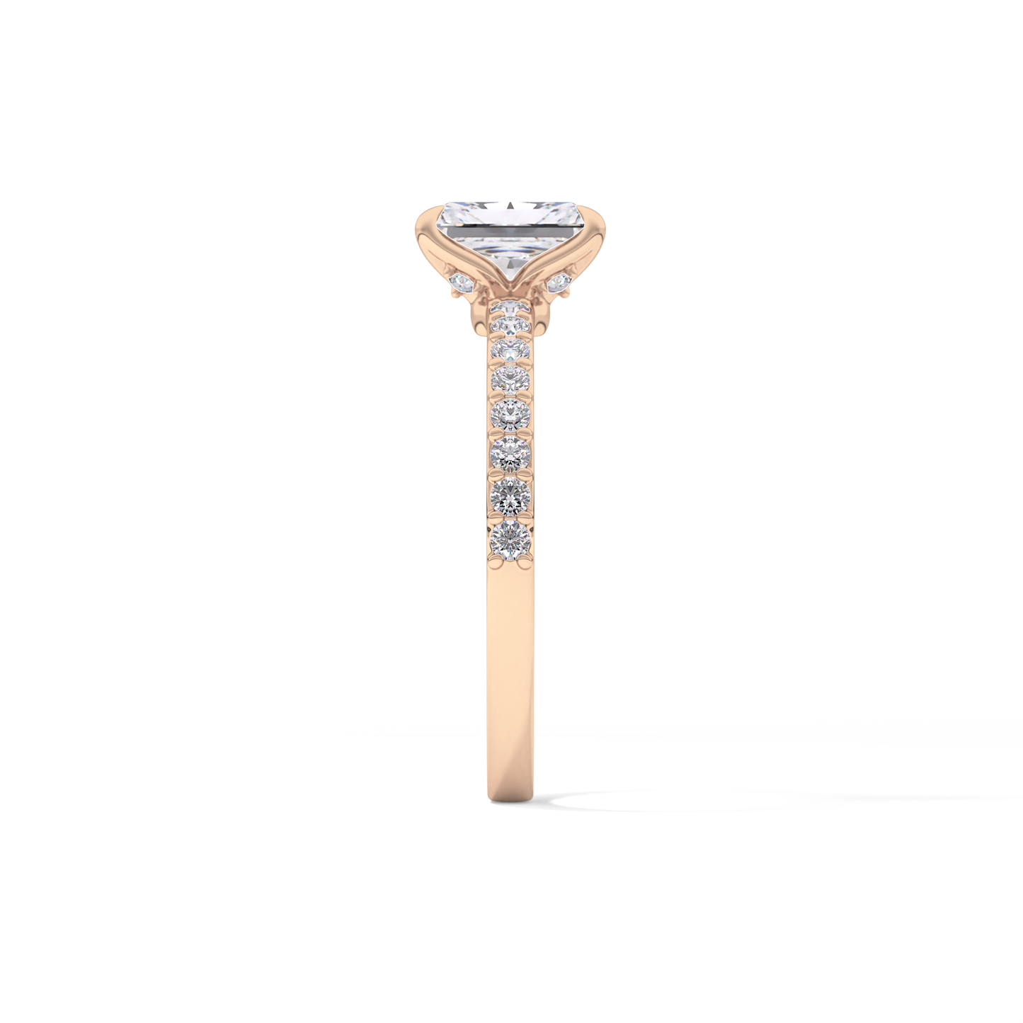 Radiant Cut 1.21 Carat Moissanite Ring – Pave Setting in Gold