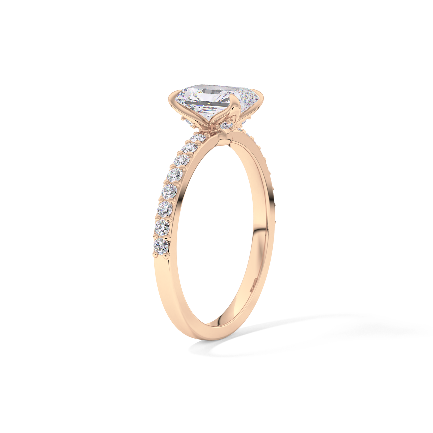 Radiant Cut 1.21 Carat Moissanite Ring – Pave Setting in Gold