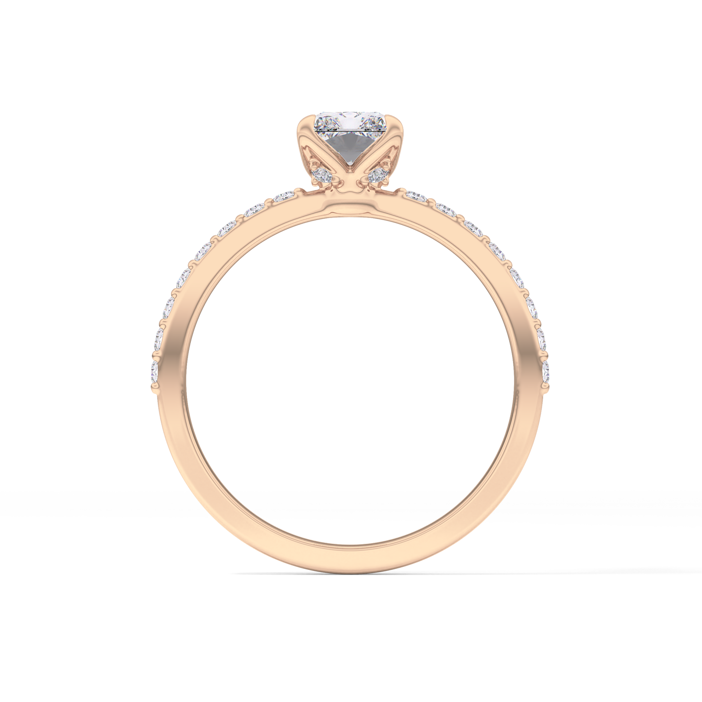 Radiant Cut 1.21 Carat Moissanite Ring – Pave Setting in Gold