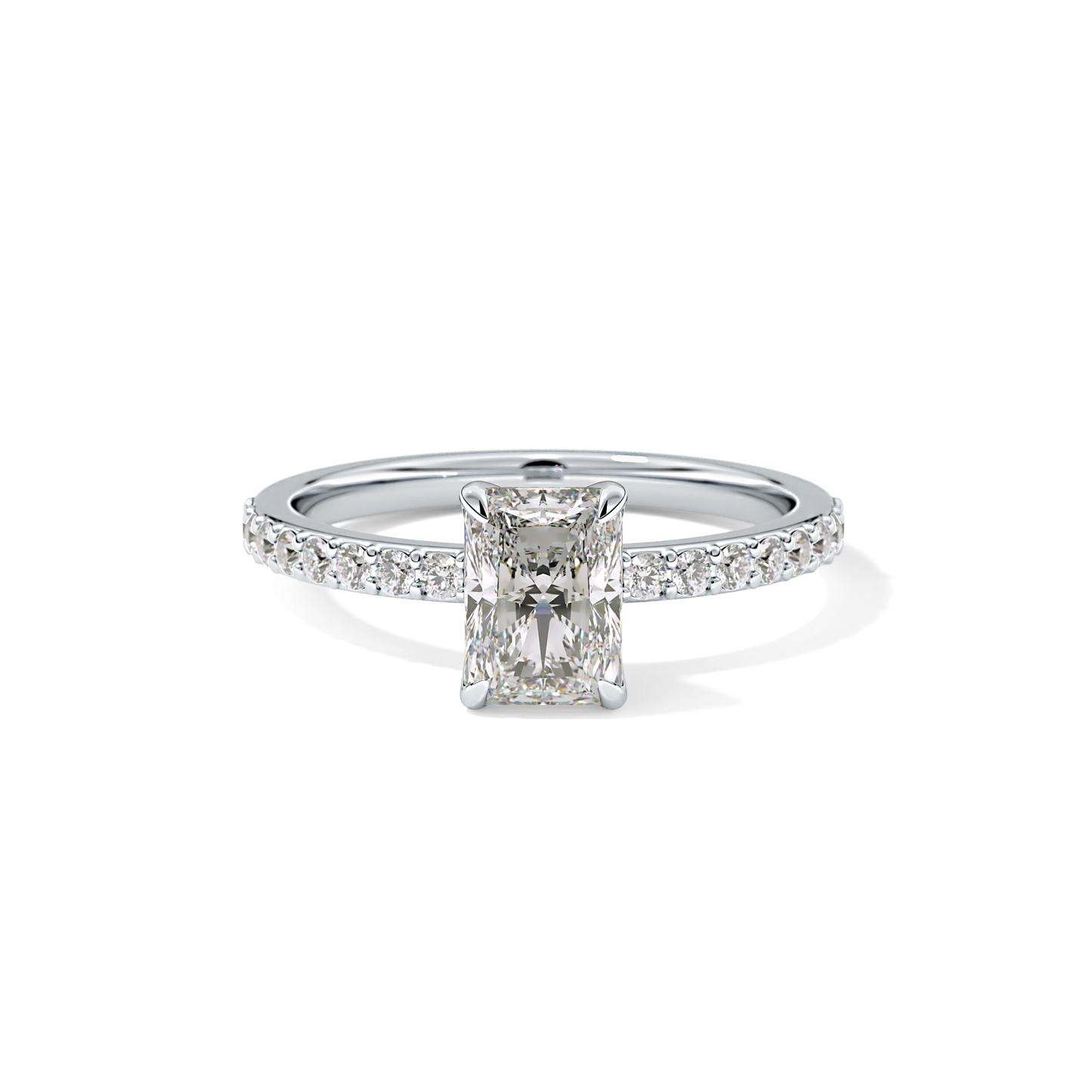 Radiant Cut 1.21 Carat Moissanite Ring – Pave Setting in Gold