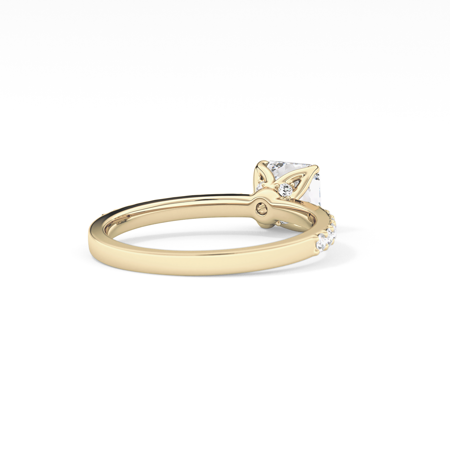 Asscher Cut 0.86 Carat Moissanite Ring – Pave Setting in Gold 8