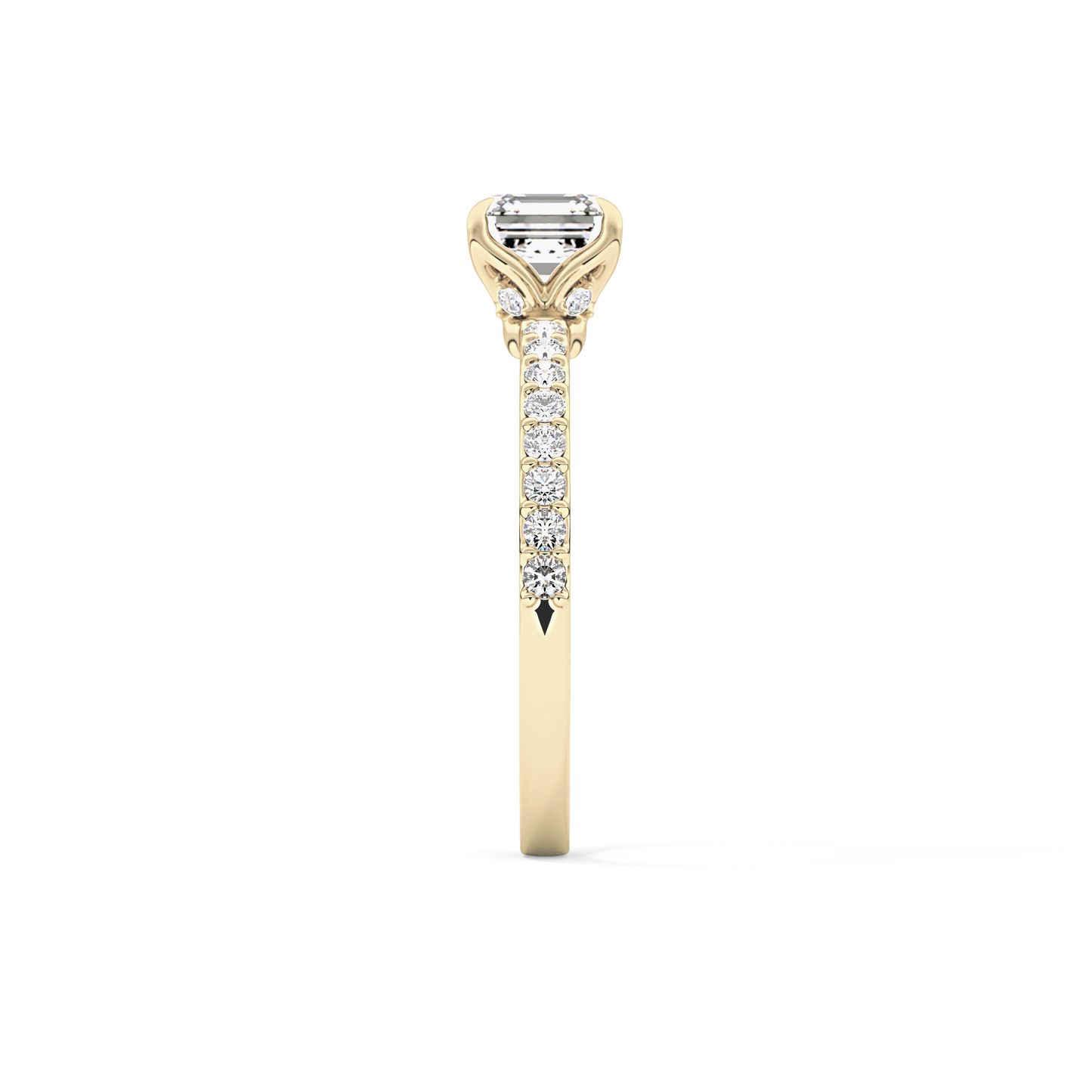 Asscher Cut 0.86 Carat Moissanite Ring – Pave Setting in Gold 10