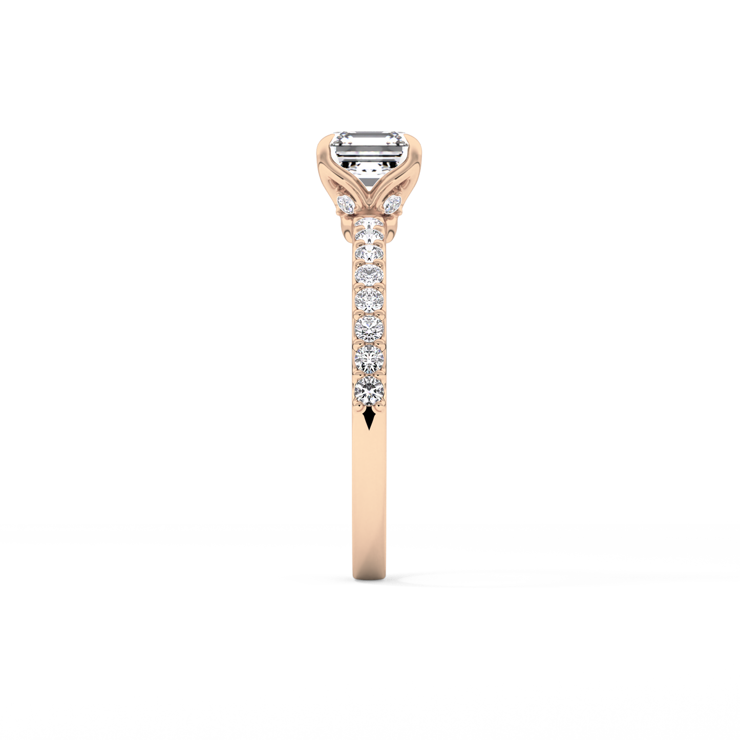 Asscher Cut 0.86 Carat Moissanite Ring – Pave Setting in Gold 16