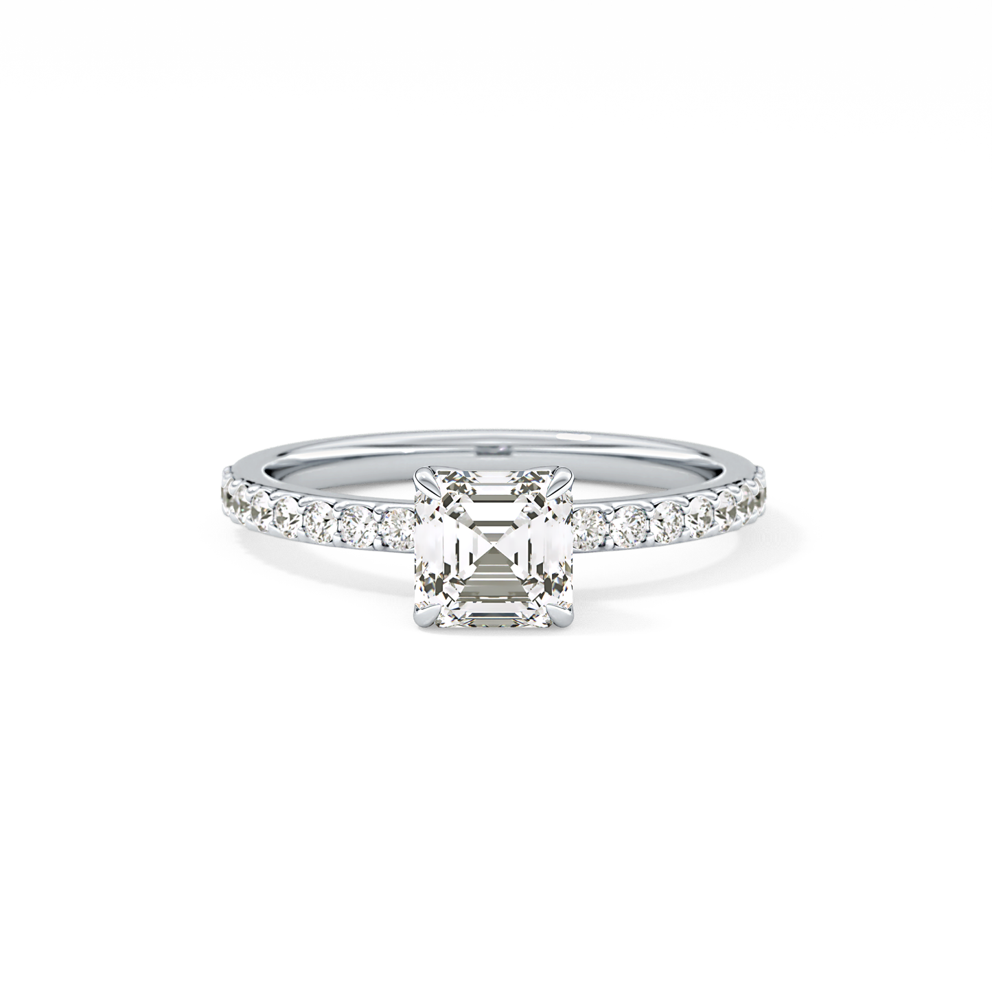 Asscher Cut 0.86 Carat Moissanite Ring – Pave Setting in Gold 1