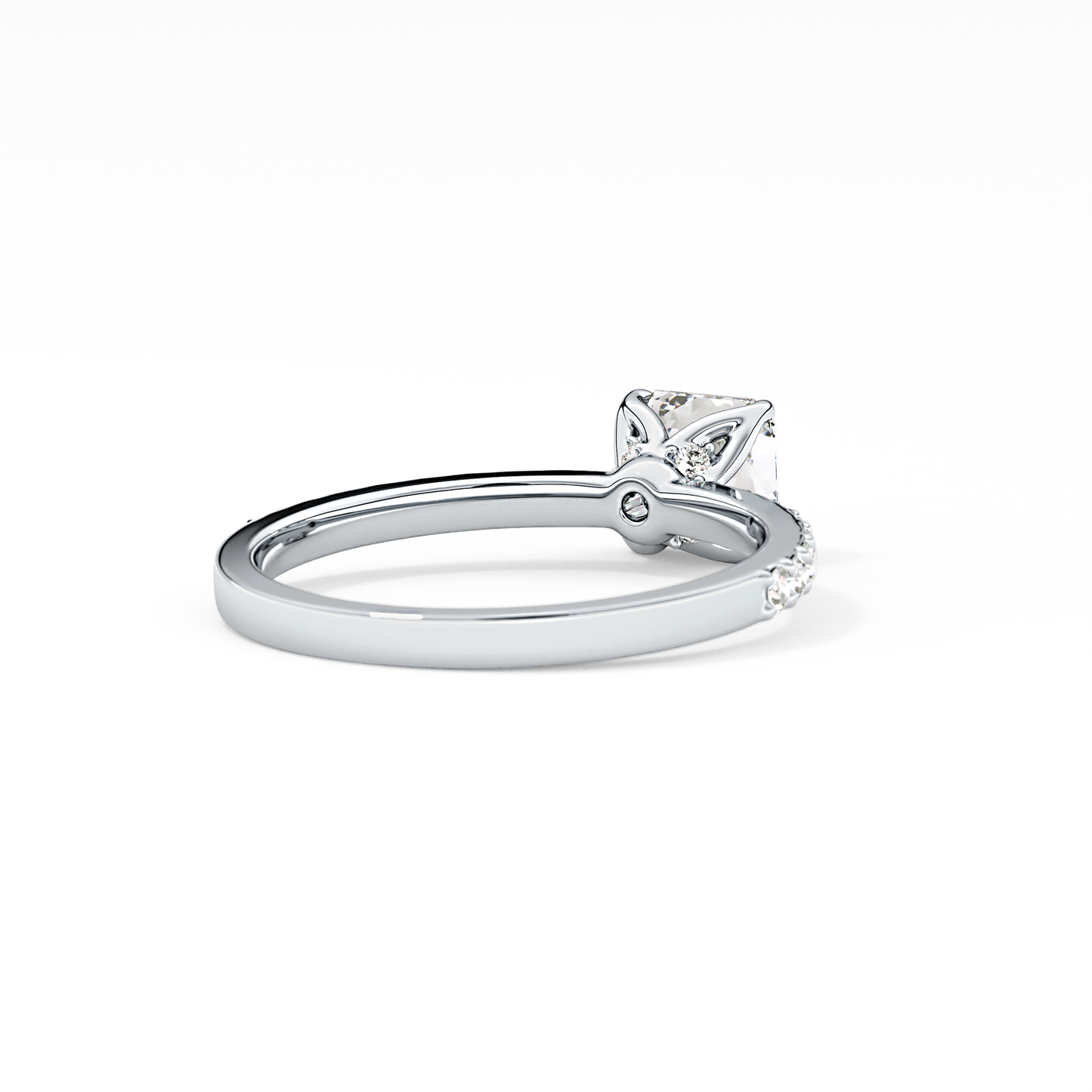 Asscher Cut 0.86 Carat Moissanite Ring – Pave Setting in Gold 2