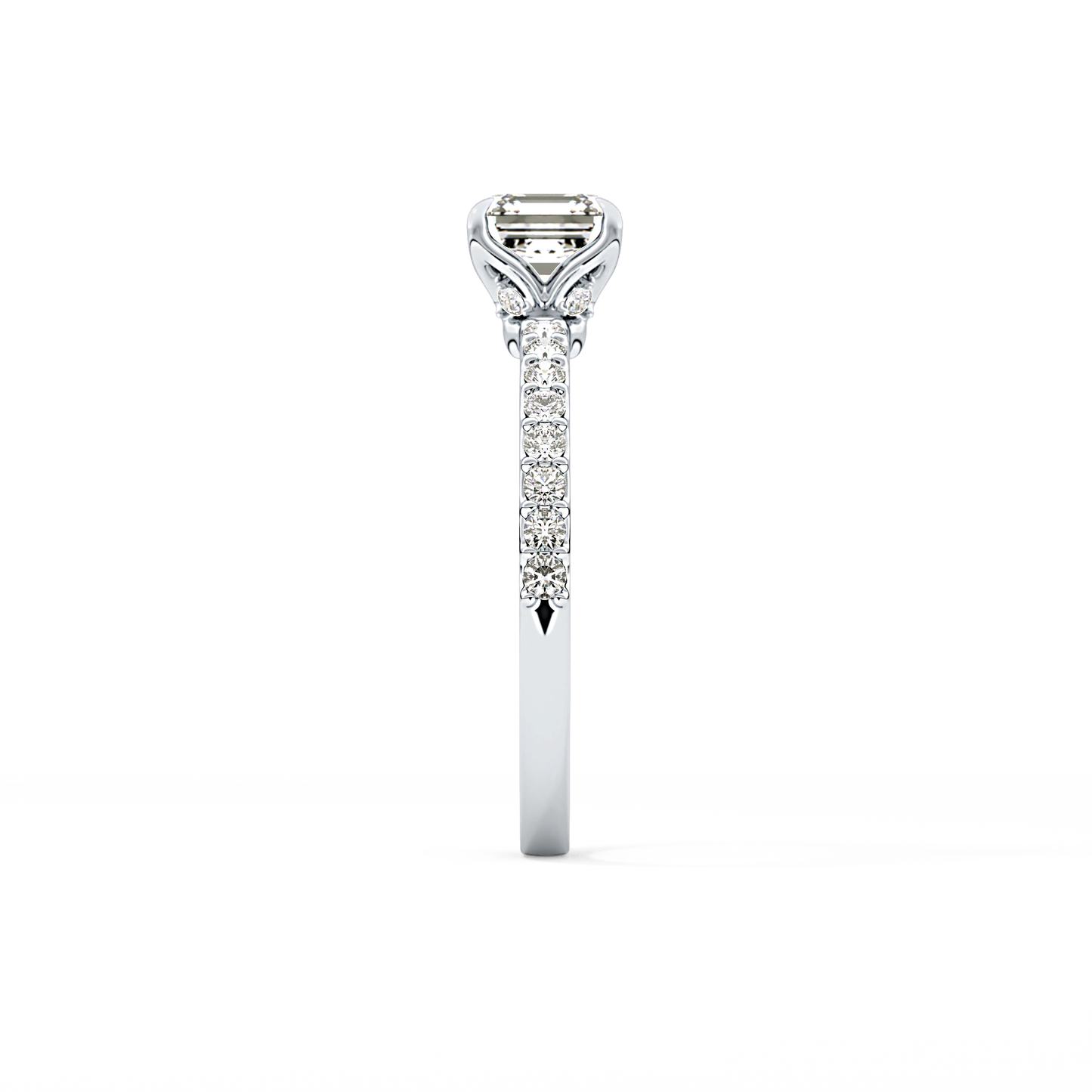 Asscher Cut 0.86 Carat Moissanite Ring – Pave Setting in Gold 6
