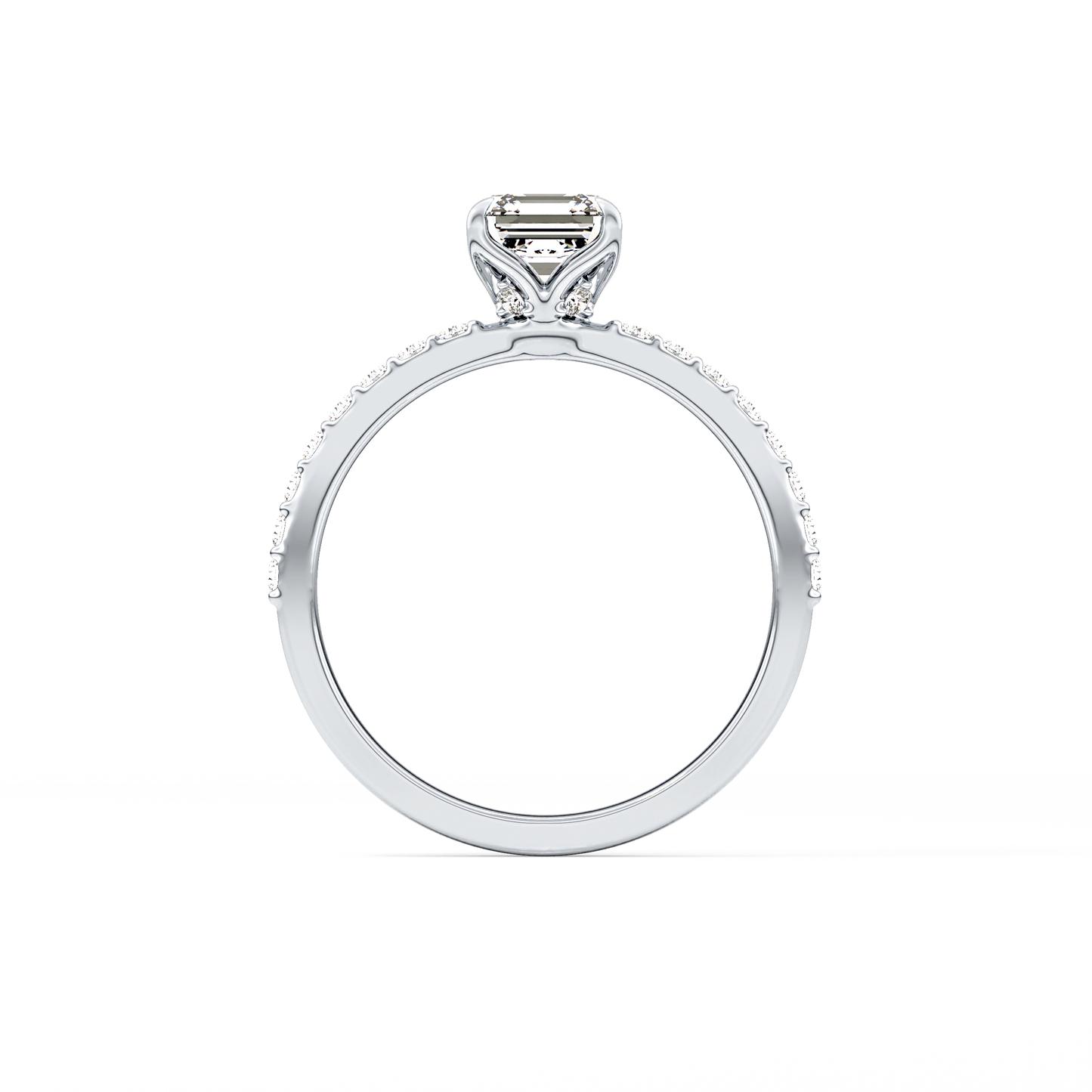 Asscher Cut 0.86 Carat Moissanite Ring – Pave Setting in Gold 4