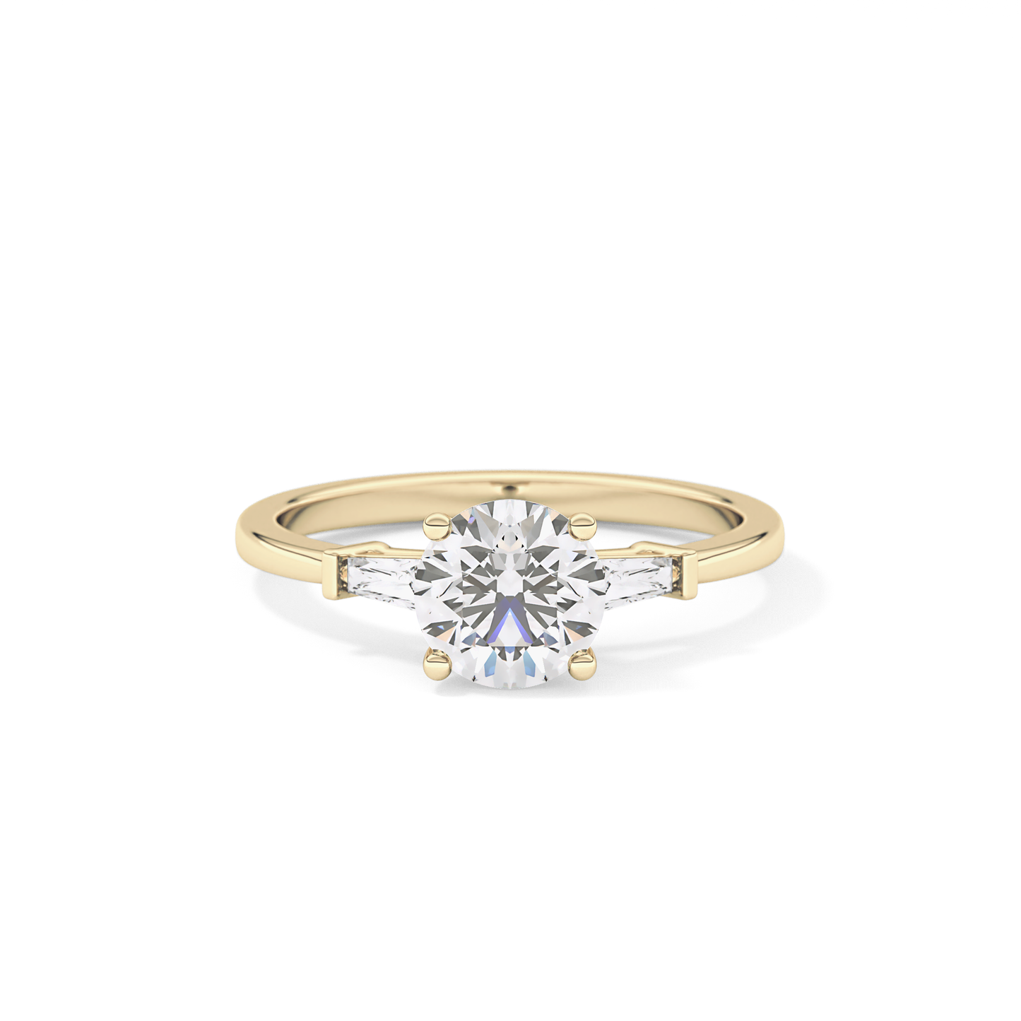 Round Cut 1.03 Carat Moissanite Ring – Three Stones Setting in Gold