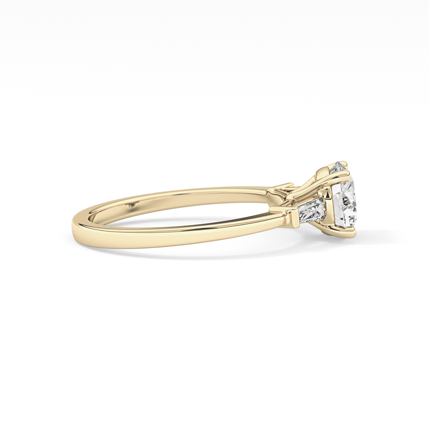 Round Cut 1.03 Carat Moissanite Ring – Three Stones Setting in Gold