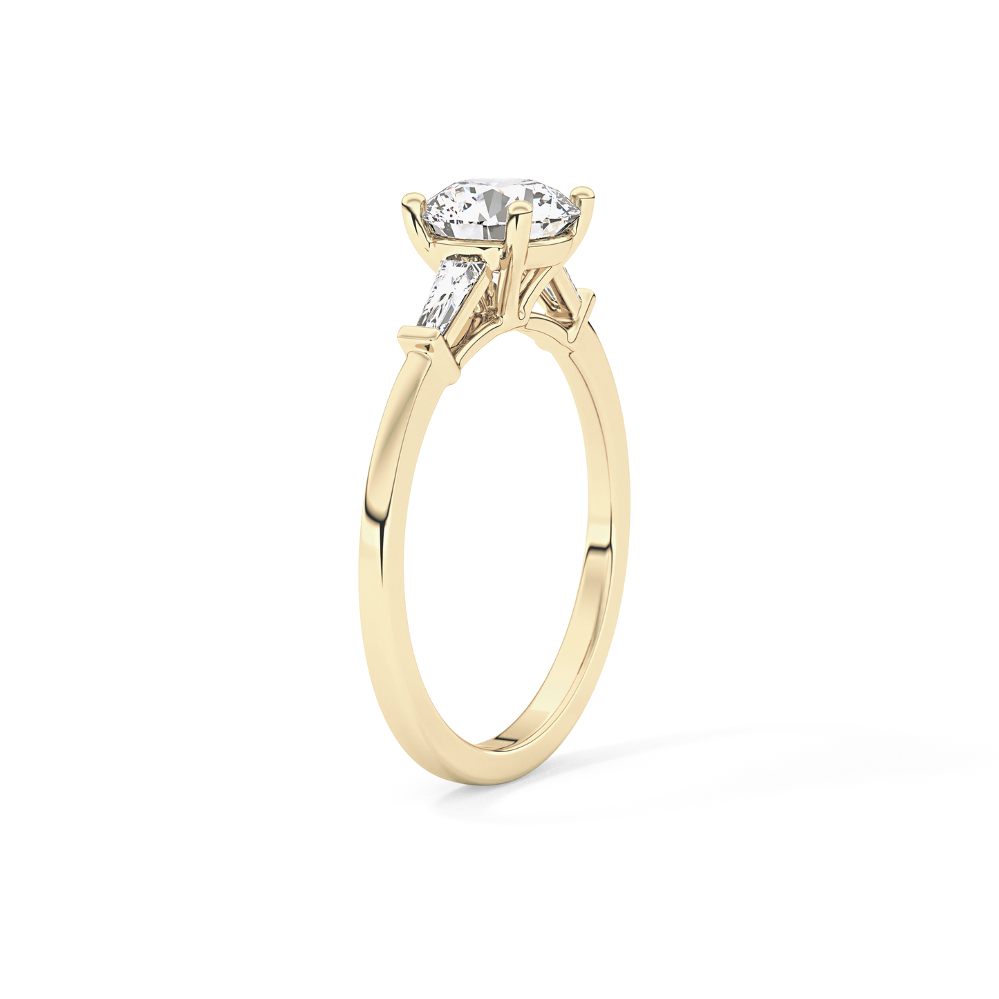 Round Cut 1.03 Carat Moissanite Ring – Three Stones Setting in Gold