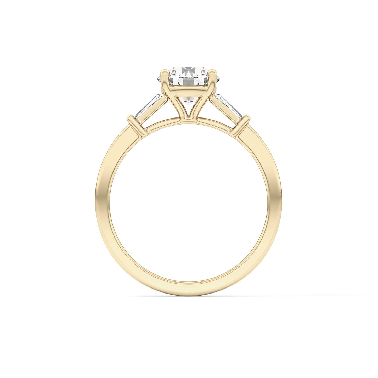 Round Cut 1.03 Carat Moissanite Ring – Three Stones Setting in Gold
