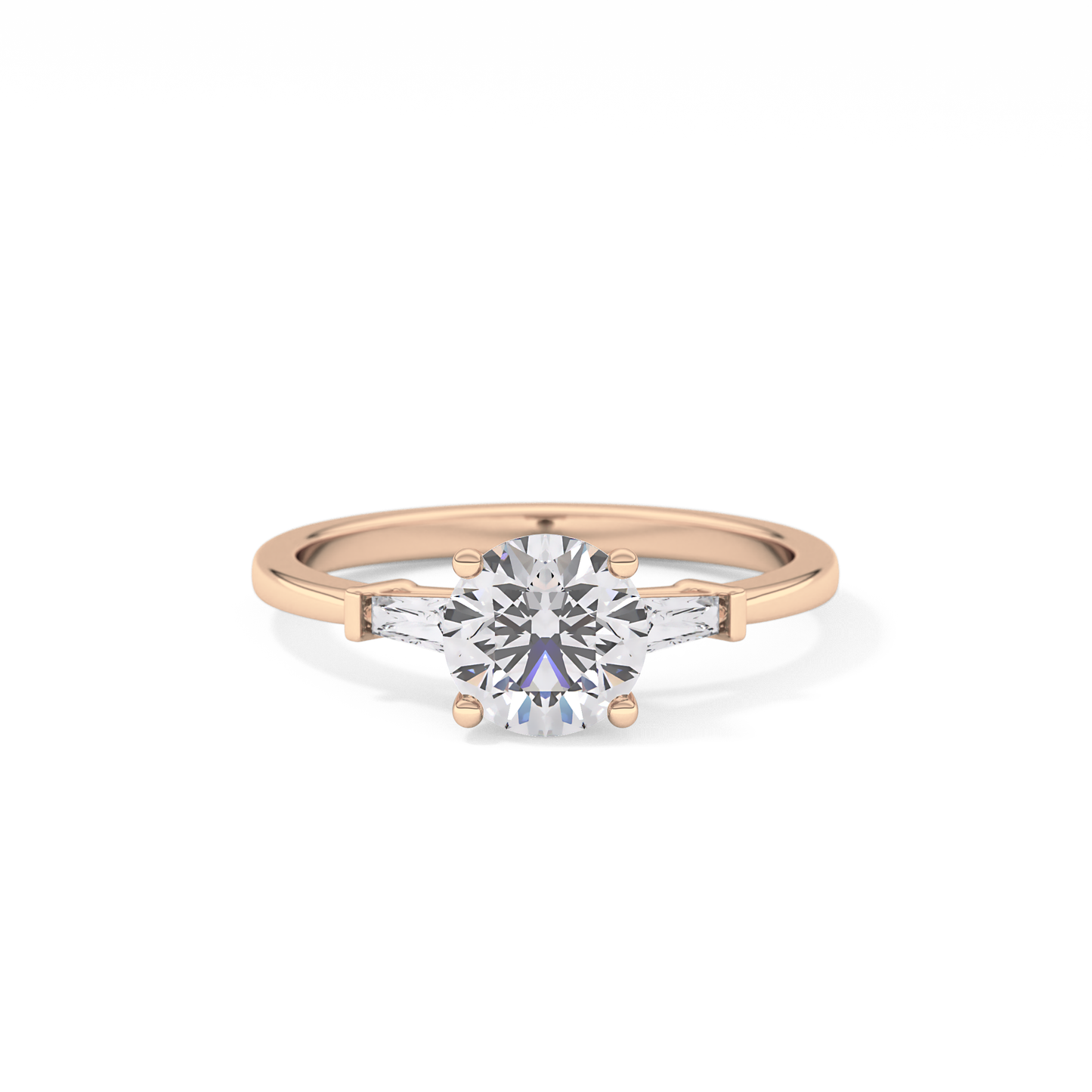 Round Cut 1.03 Carat Moissanite Ring – Three Stones Setting in Gold
