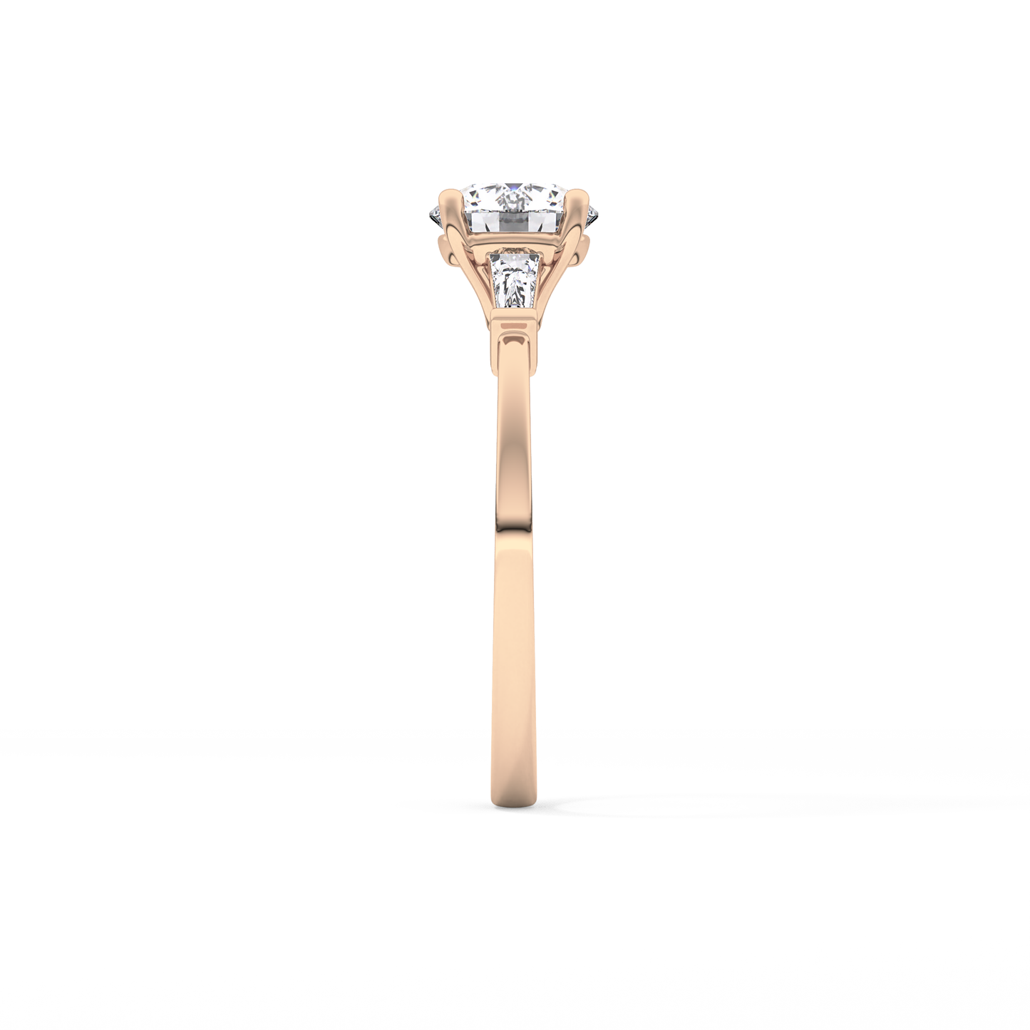 Round Cut 1.03 Carat Moissanite Ring – Three Stones Setting in Gold