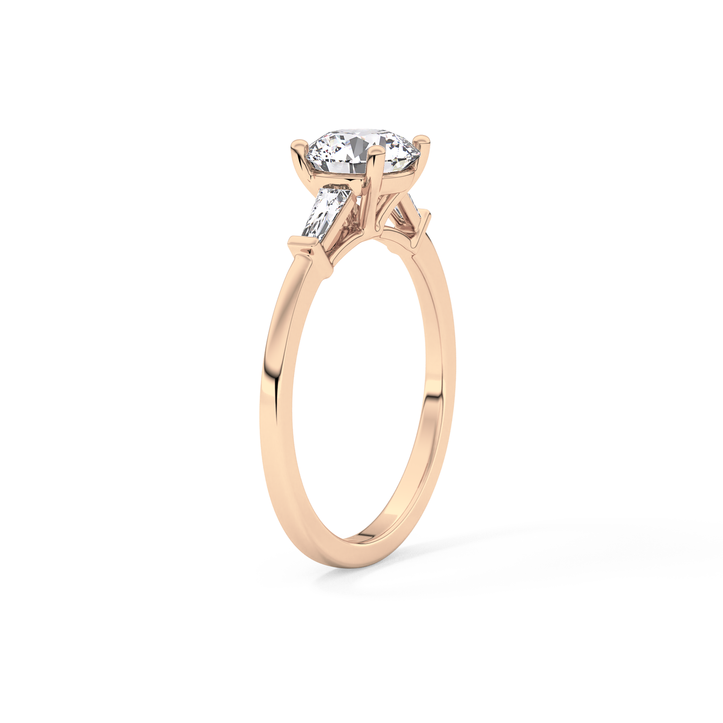 Round Cut 1.03 Carat Moissanite Ring – Three Stones Setting in Gold