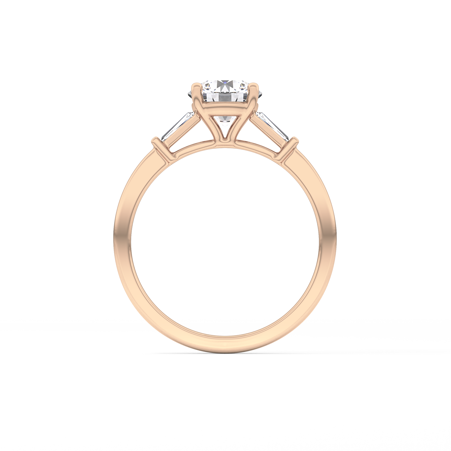 Round Cut 1.03 Carat Moissanite Ring – Three Stones Setting in Gold