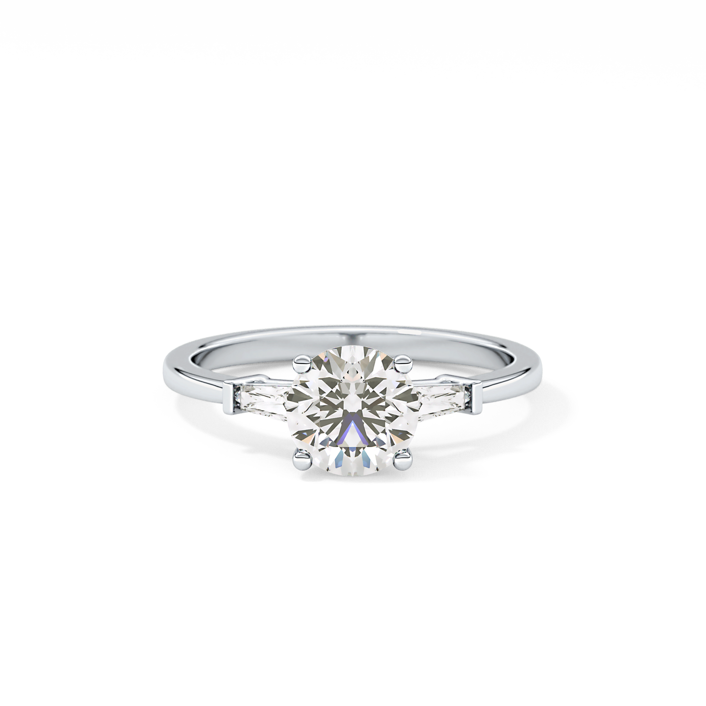 Round Cut 1.03 Carat Moissanite Ring – Three Stones Setting in Gold