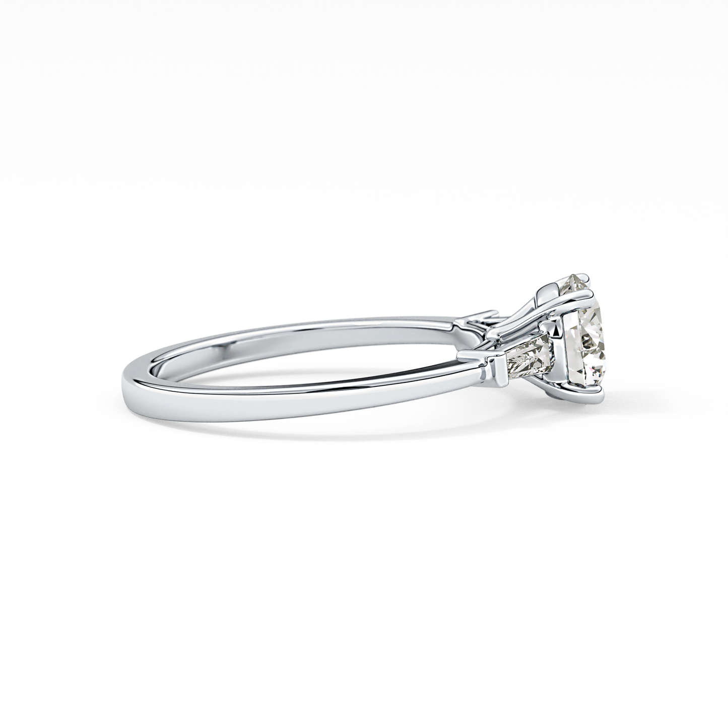 Round Cut 1.03 Carat Moissanite Ring – Three Stones Setting in Gold