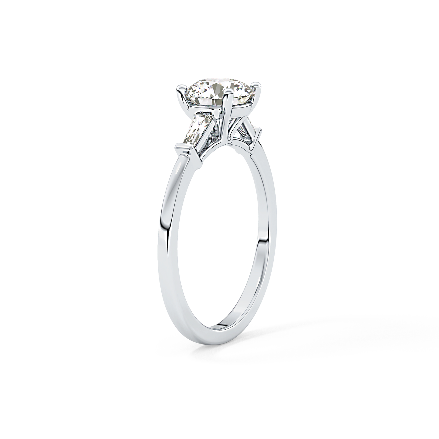 Round Cut 1.03 Carat Moissanite Ring – Three Stones Setting in Gold