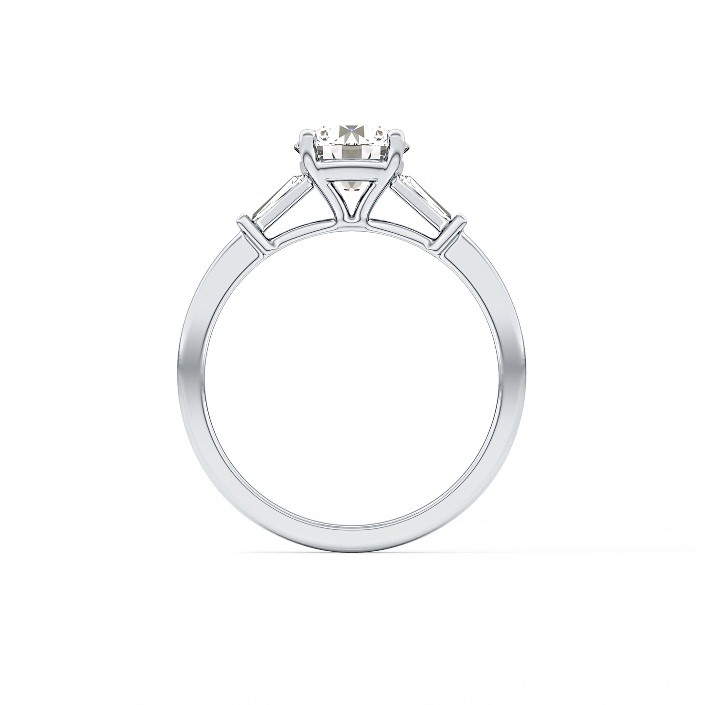 Round Cut 1.03 Carat Moissanite Ring – Three Stones Setting in Gold