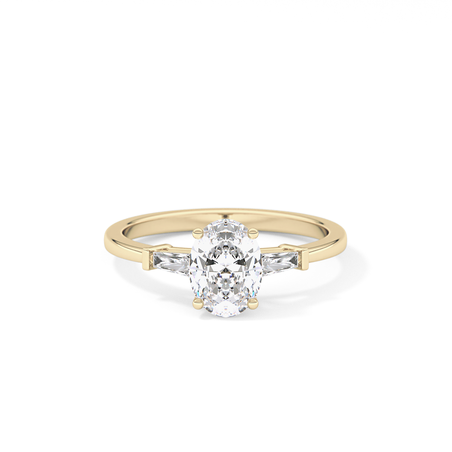 Oval Cut 0.83 Carat Moissanite Ring – Three Stones Setting in Gold