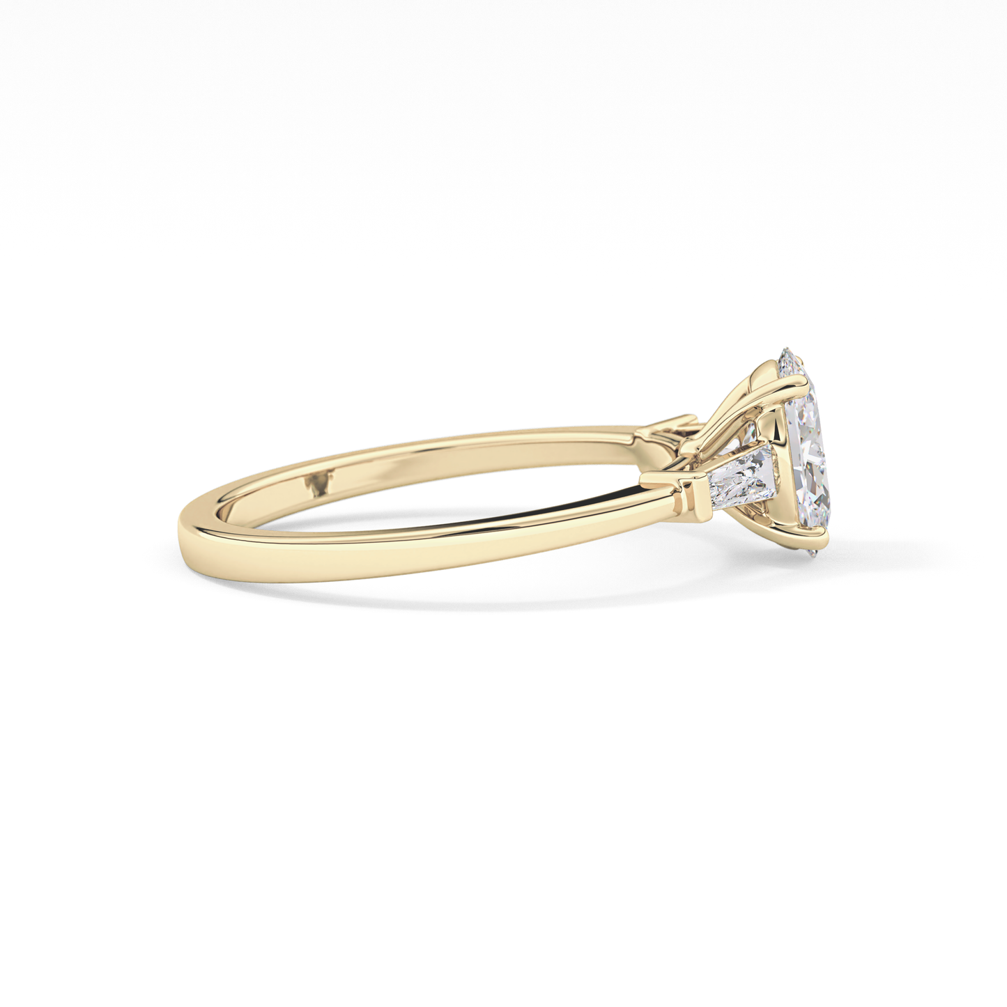 Oval Cut 0.83 Carat Moissanite Ring – Three Stones Setting in Gold