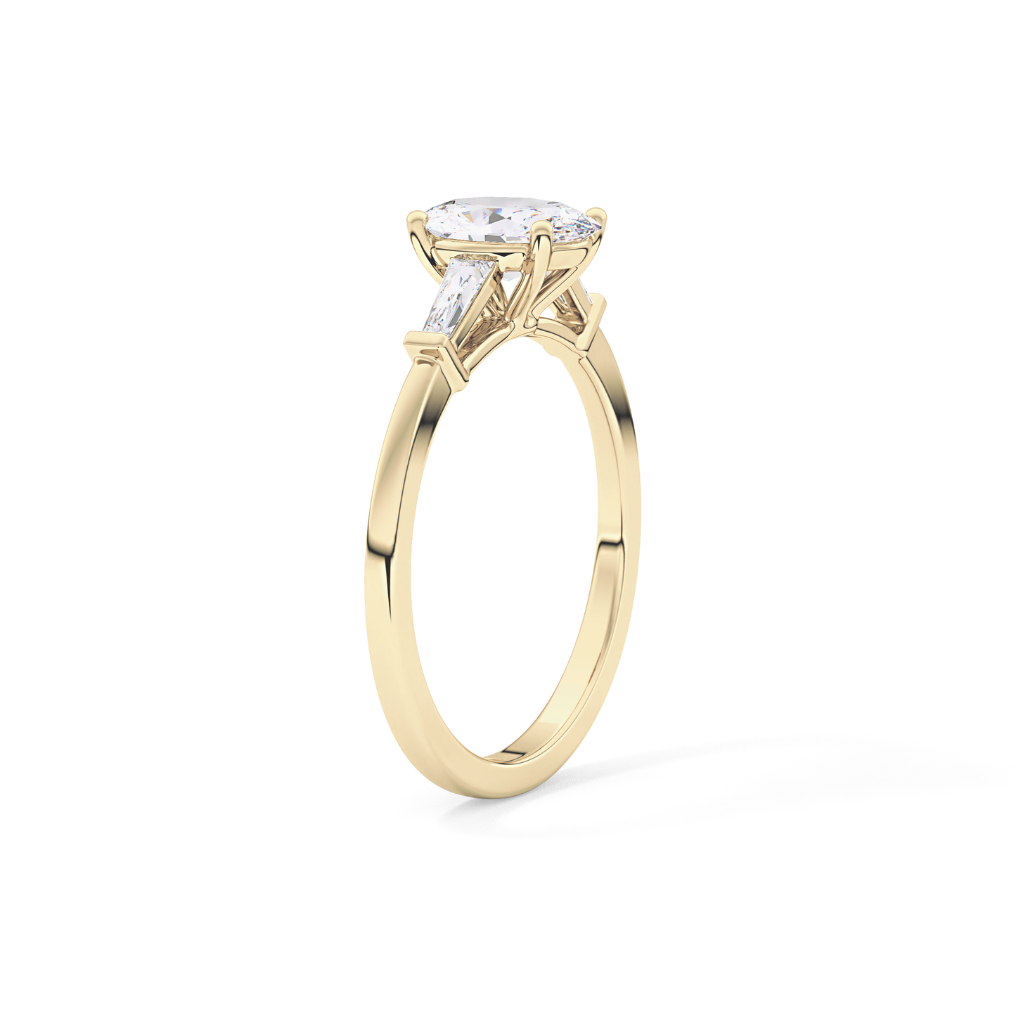 Oval Cut 0.83 Carat Moissanite Ring – Three Stones Setting in Gold