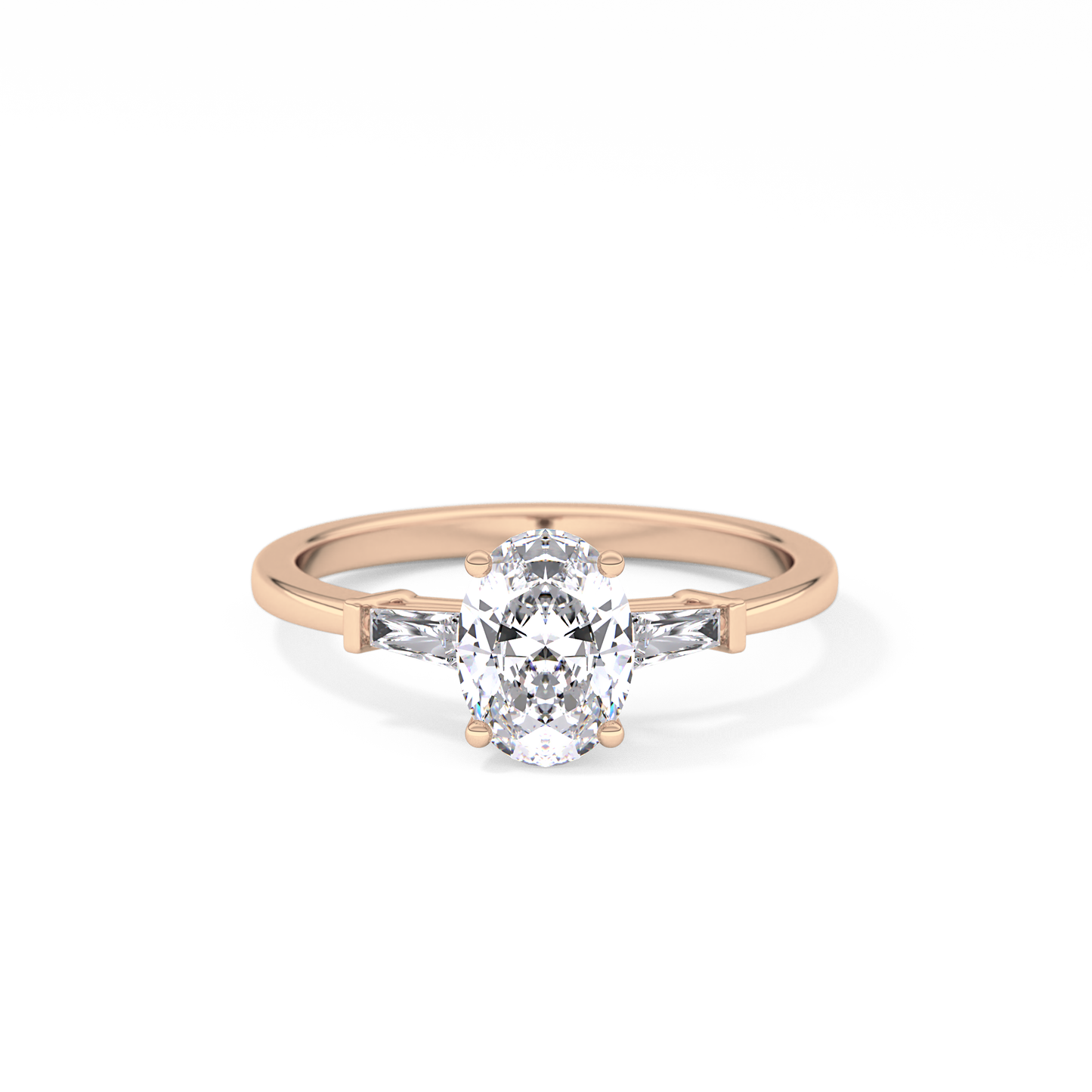 Oval Cut 0.83 Carat Moissanite Ring – Three Stones Setting in Gold