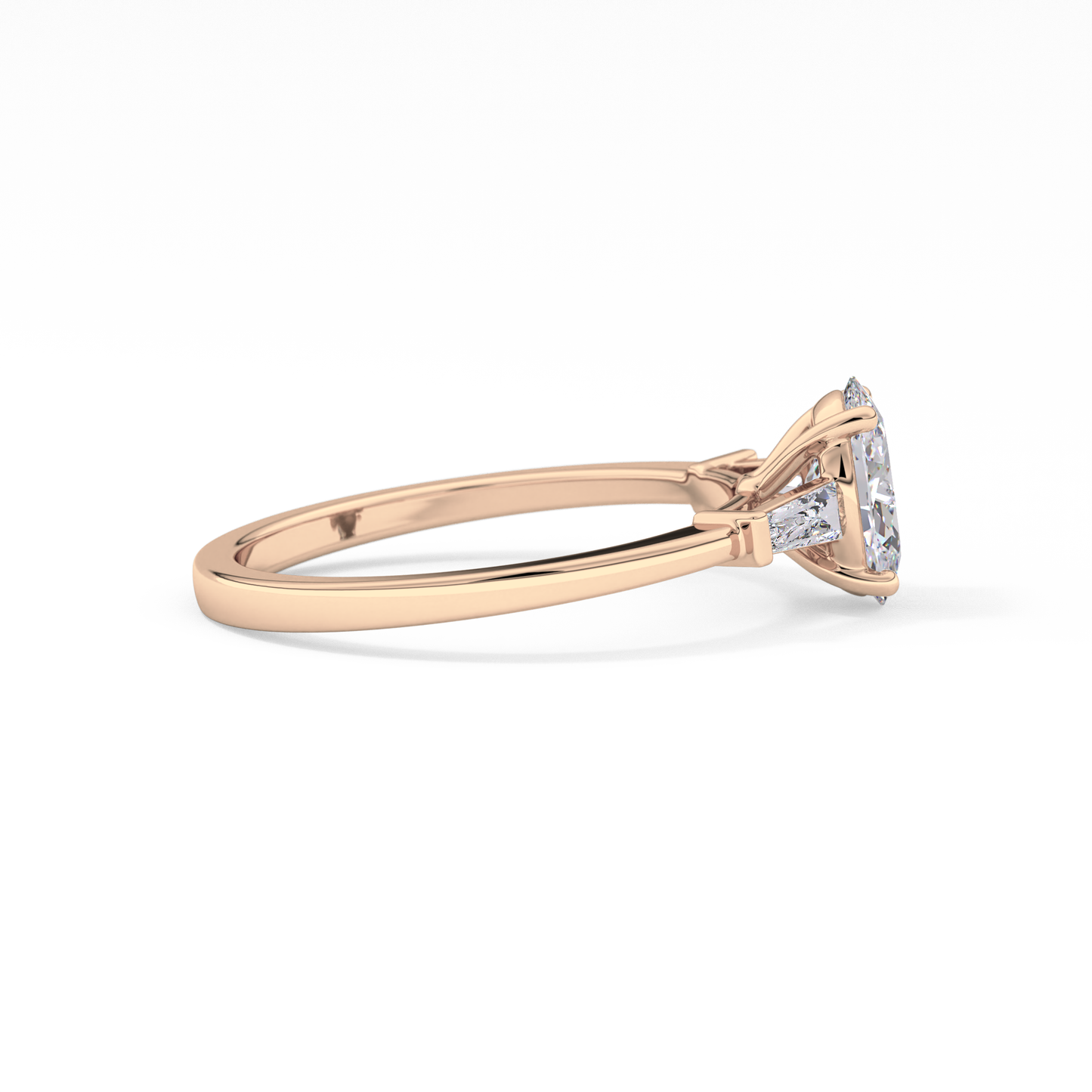 Oval Cut 0.83 Carat Moissanite Ring – Three Stones Setting in Gold