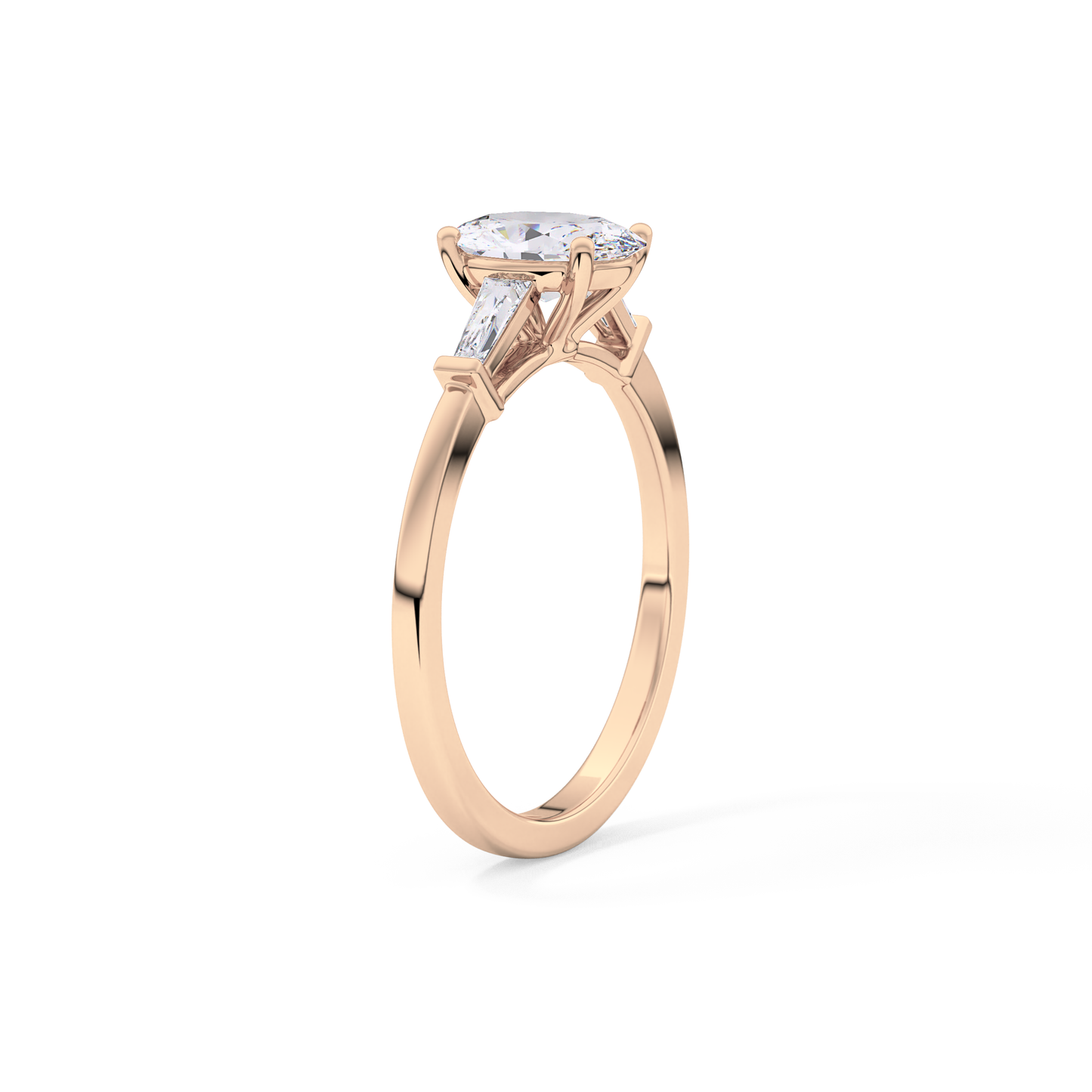 Oval Cut 0.83 Carat Moissanite Ring – Three Stones Setting in Gold