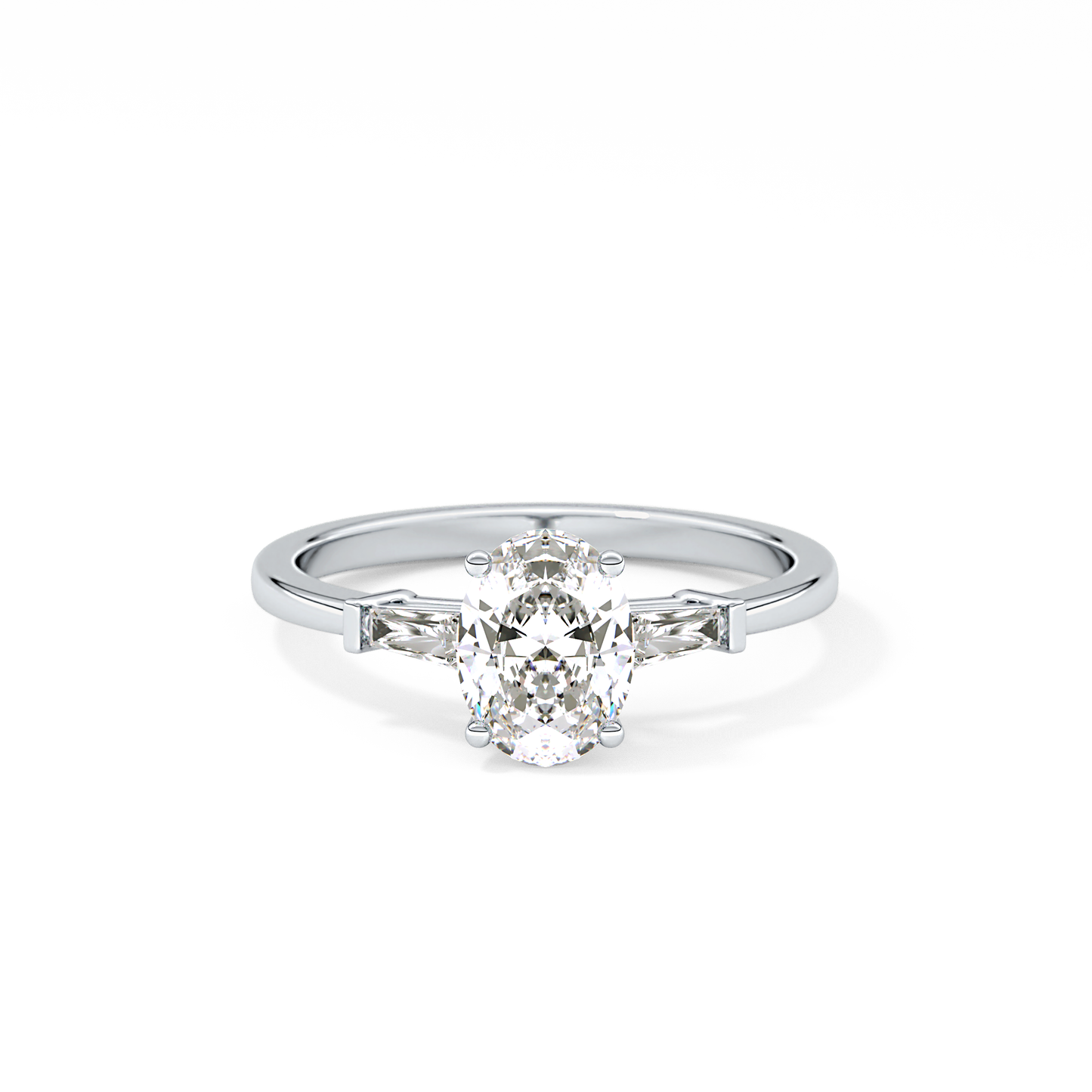 Oval Cut 0.83 Carat Moissanite Ring – Three Stones Setting in Gold