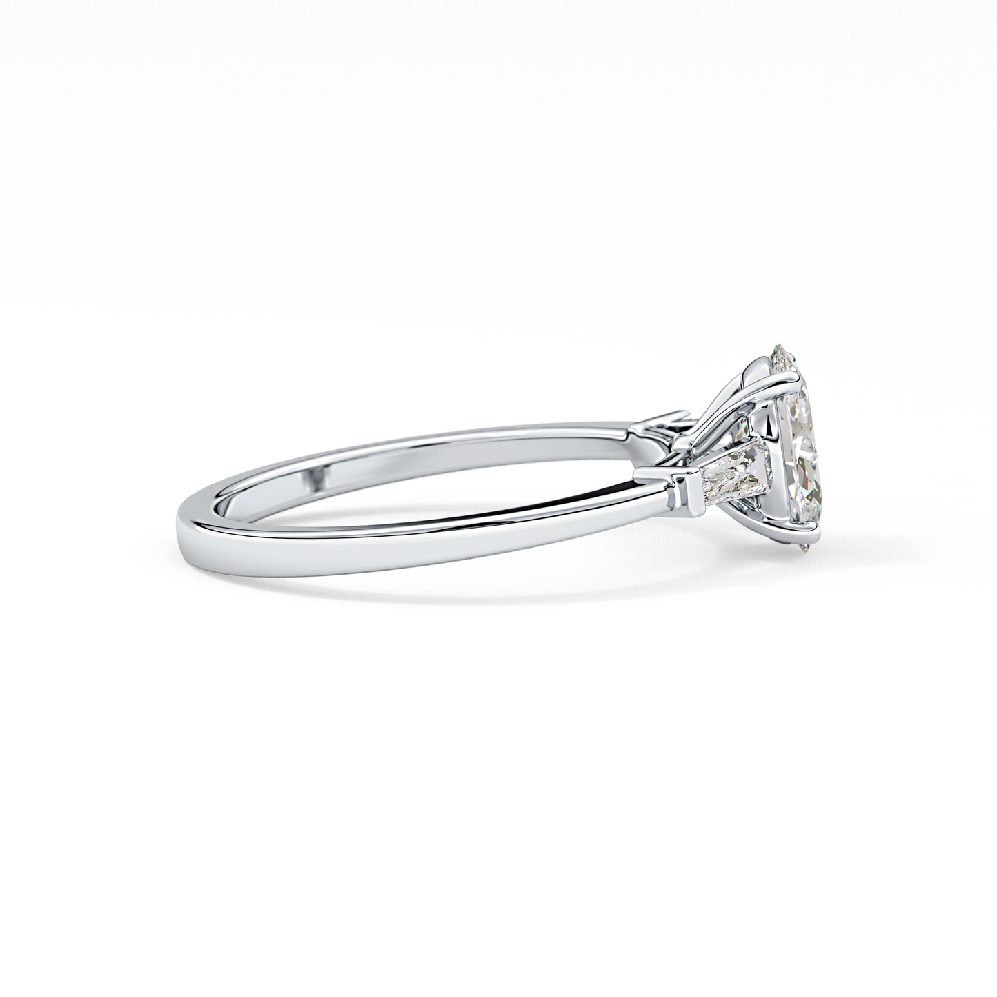 Oval Cut 0.83 Carat Moissanite Ring – Three Stones Setting in Gold