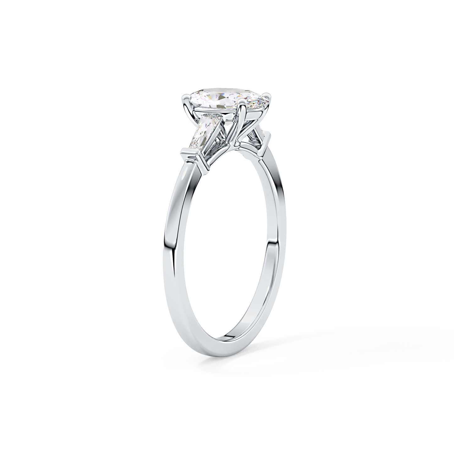 Oval Cut 0.83 Carat Moissanite Ring – Three Stones Setting in Gold
