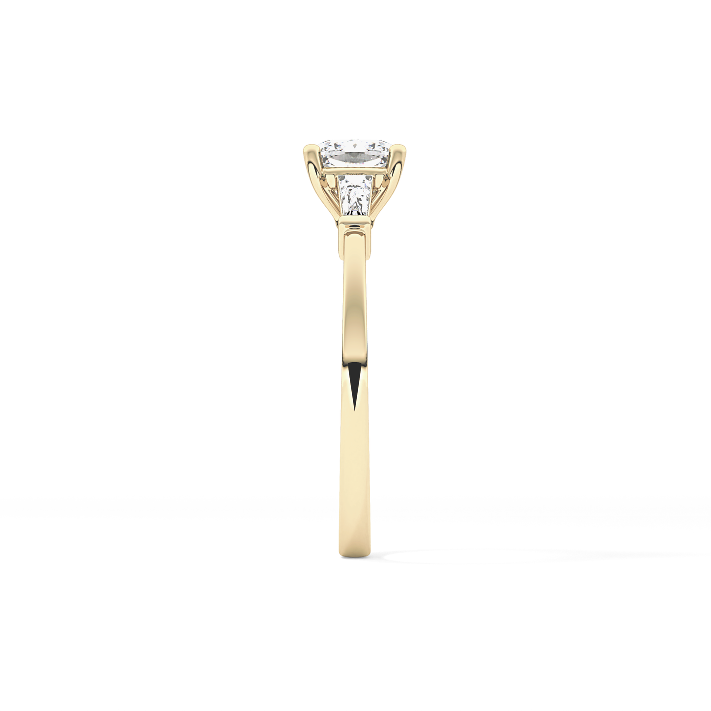 Cushion Cut 0.74 Carat Moissanite Ring – Three Stones Setting in Gold