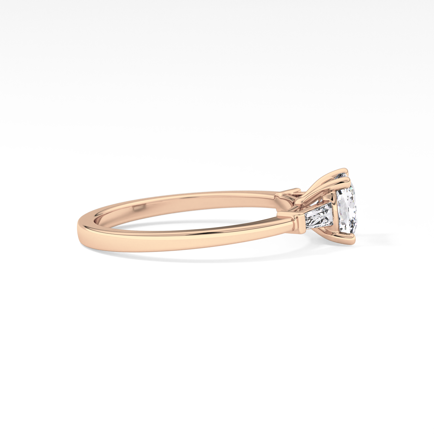 Cushion Cut 0.74 Carat Moissanite Ring – Three Stones Setting in Gold
