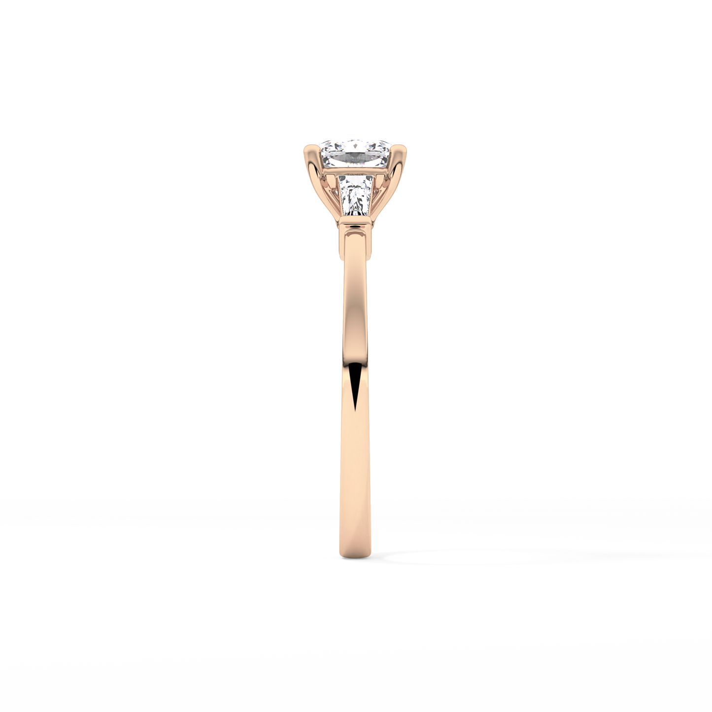 Cushion Cut 0.74 Carat Moissanite Ring – Three Stones Setting in Gold