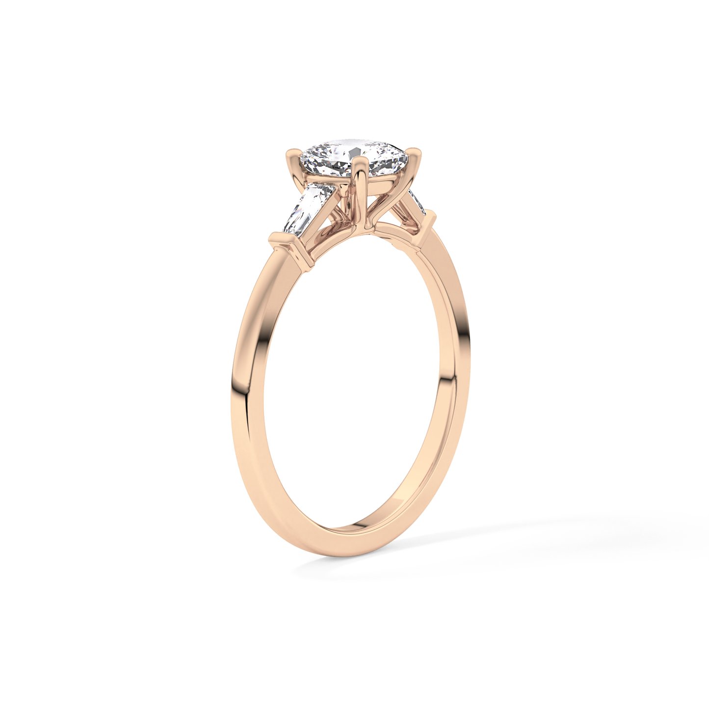 Cushion Cut 0.74 Carat Moissanite Ring – Three Stones Setting in Gold