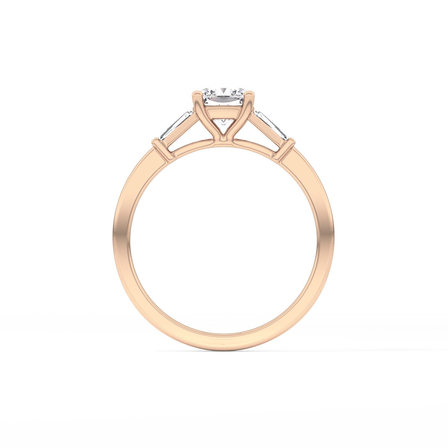 Cushion Cut 0.74 Carat Moissanite Ring – Three Stones Setting in Gold