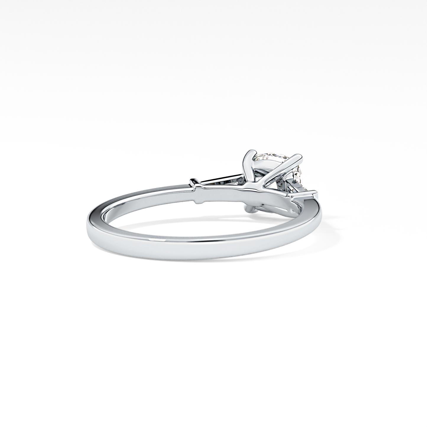 Cushion Cut 0.74 Carat Moissanite Ring – Three Stones Setting in Gold
