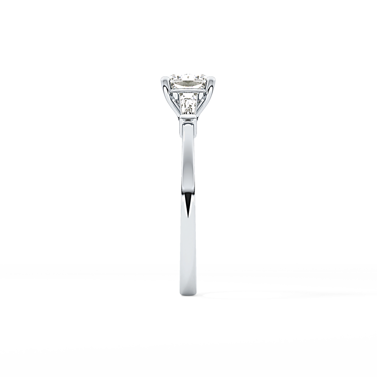 Cushion Cut 0.74 Carat Moissanite Ring – Three Stones Setting in Gold