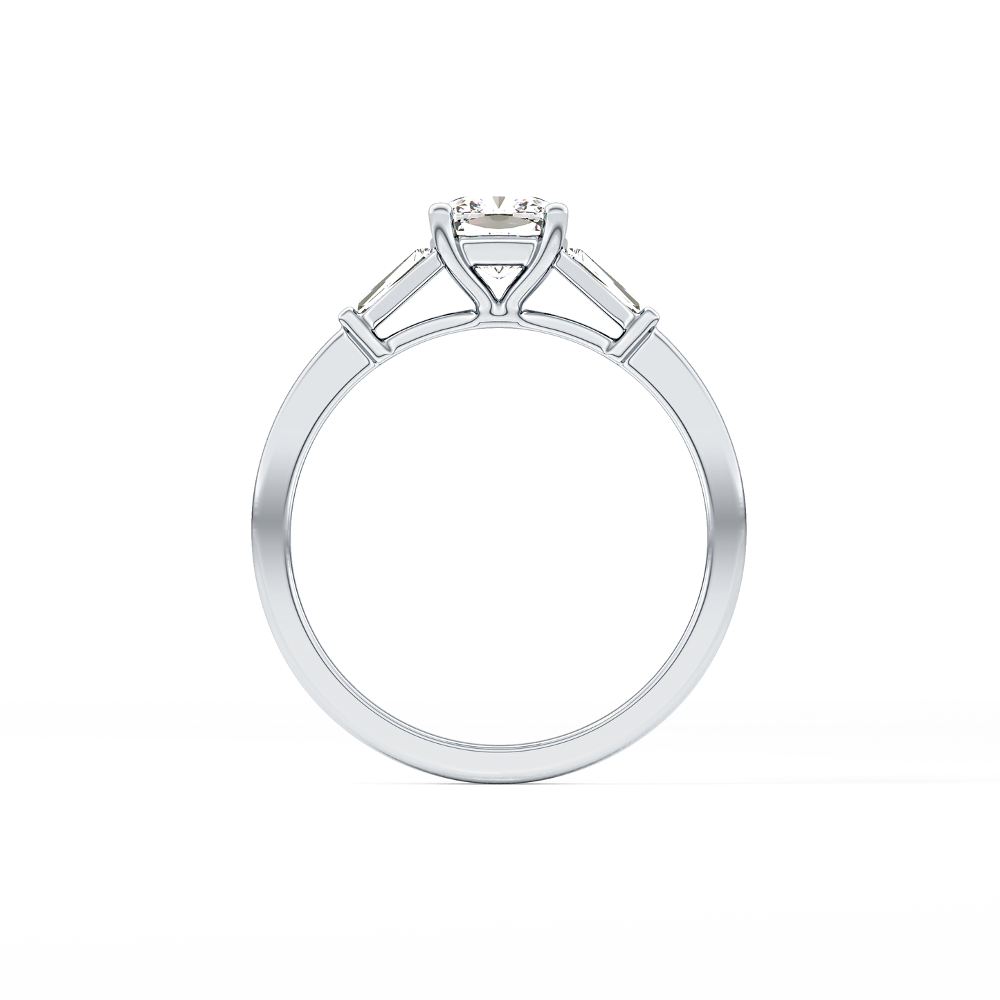 Cushion Cut 0.74 Carat Moissanite Ring – Three Stones Setting in Gold