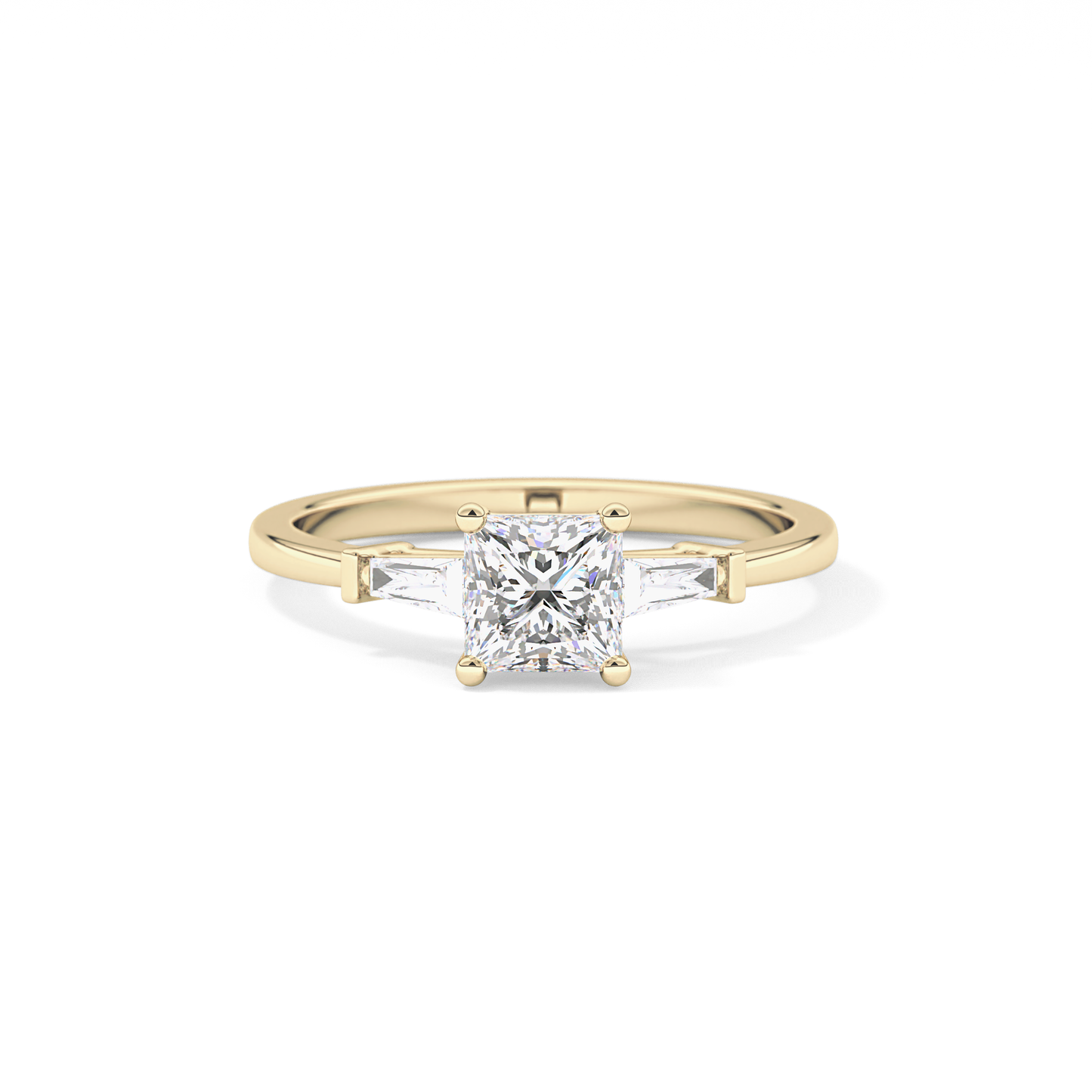 Princess Cut 0.78 Carat Moissanite Ring – Three Stones Setting in Gold