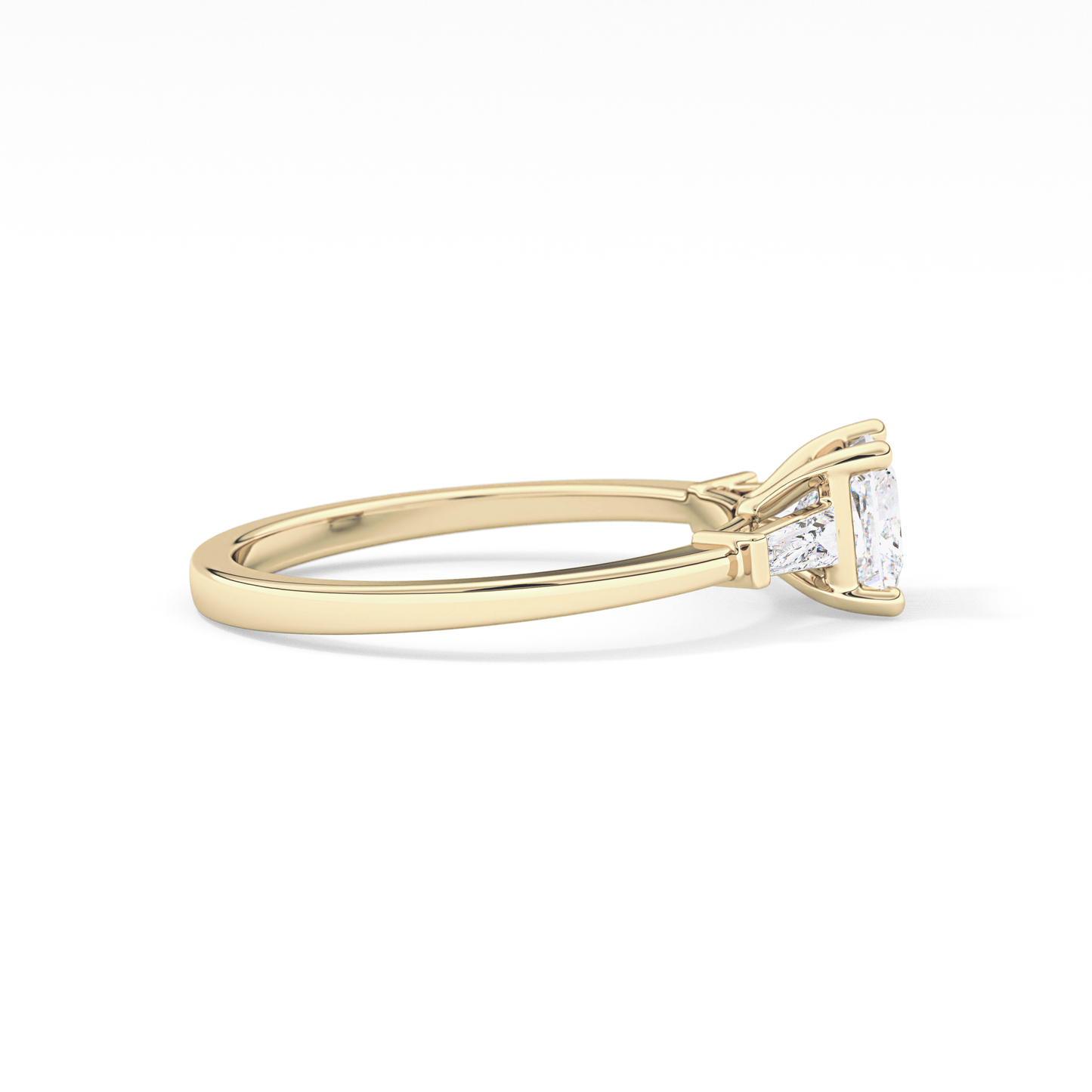 Princess Cut 0.78 Carat Moissanite Ring – Three Stones Setting in Gold