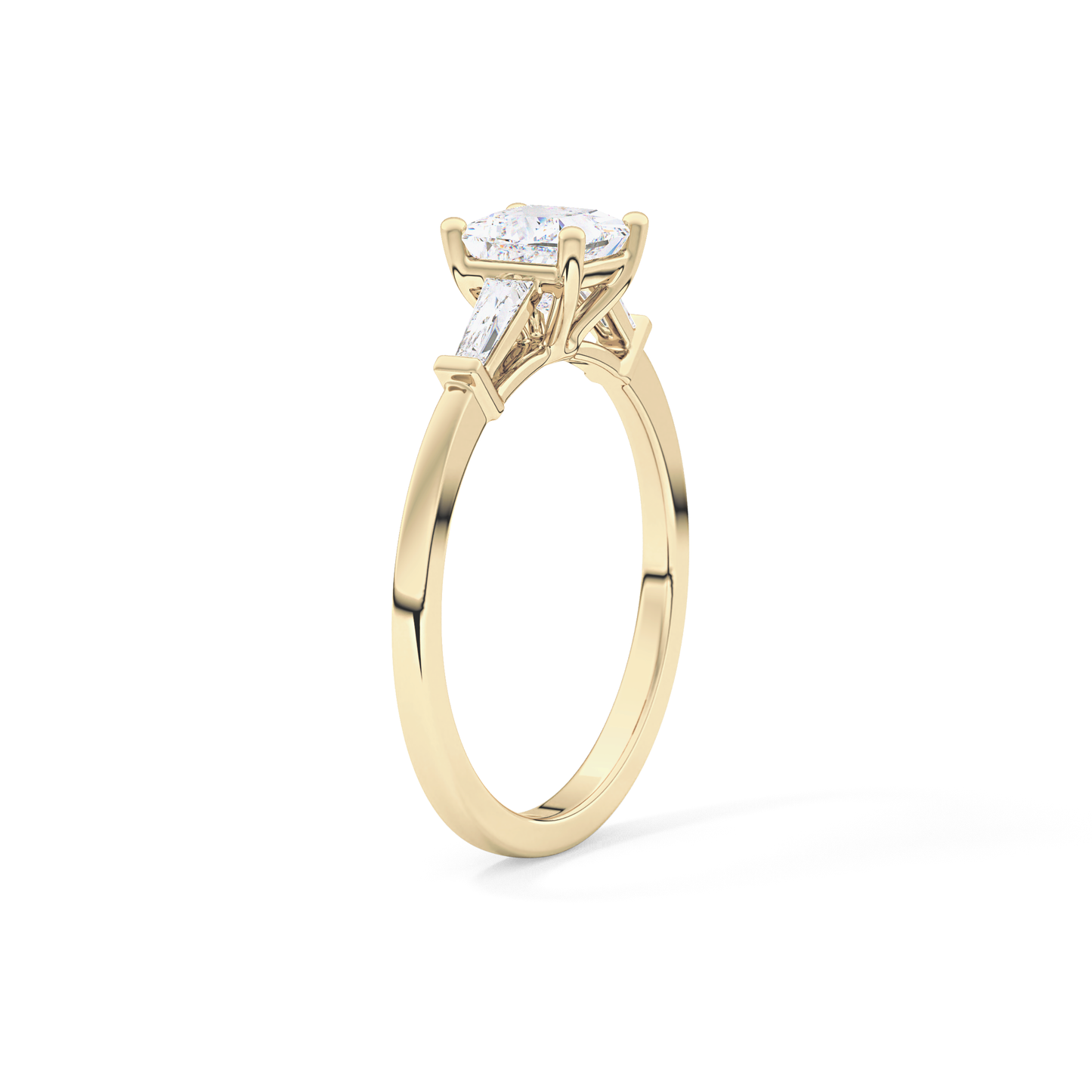 Princess Cut 0.78 Carat Moissanite Ring – Three Stones Setting in Gold