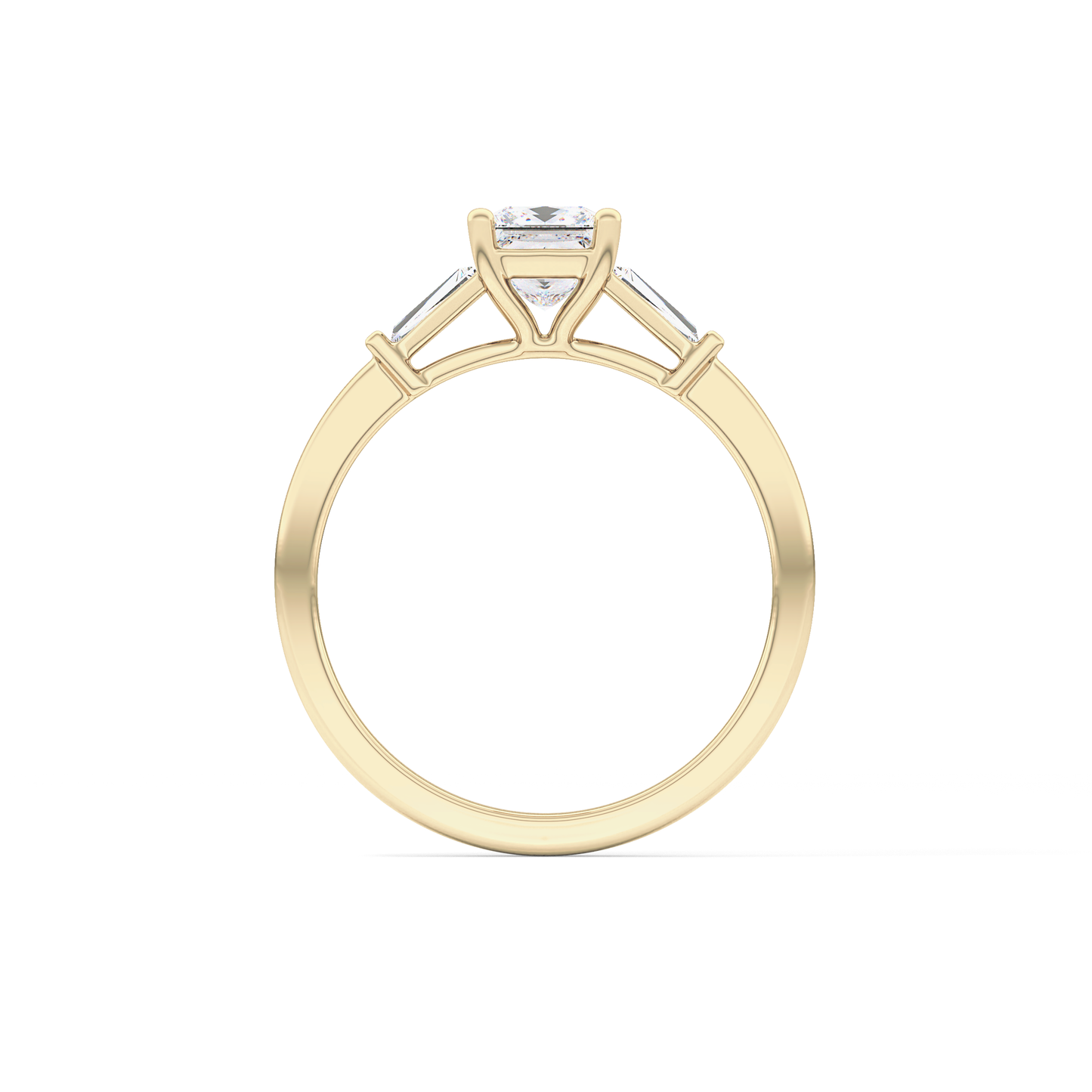 Princess Cut 0.78 Carat Moissanite Ring – Three Stones Setting in Gold
