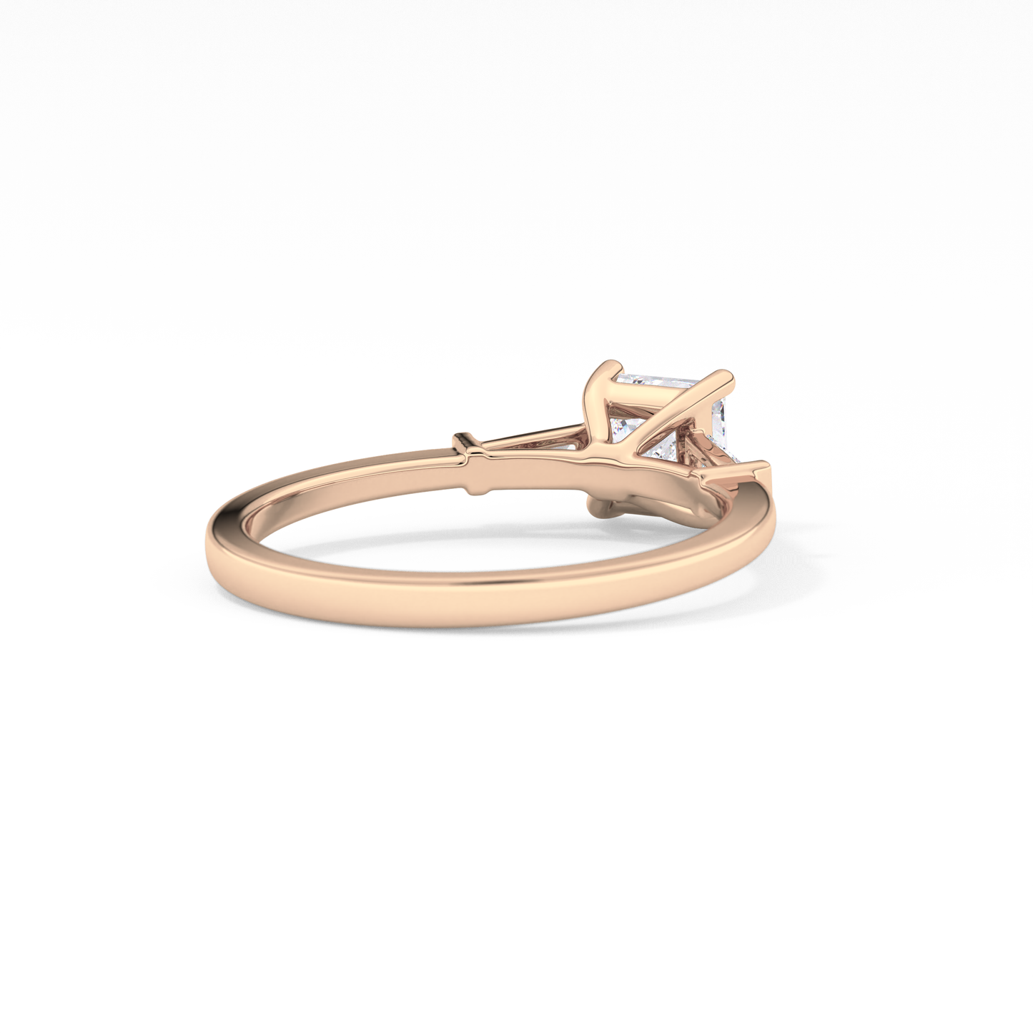 Princess Cut 0.78 Carat Moissanite Ring – Three Stones Setting in Gold