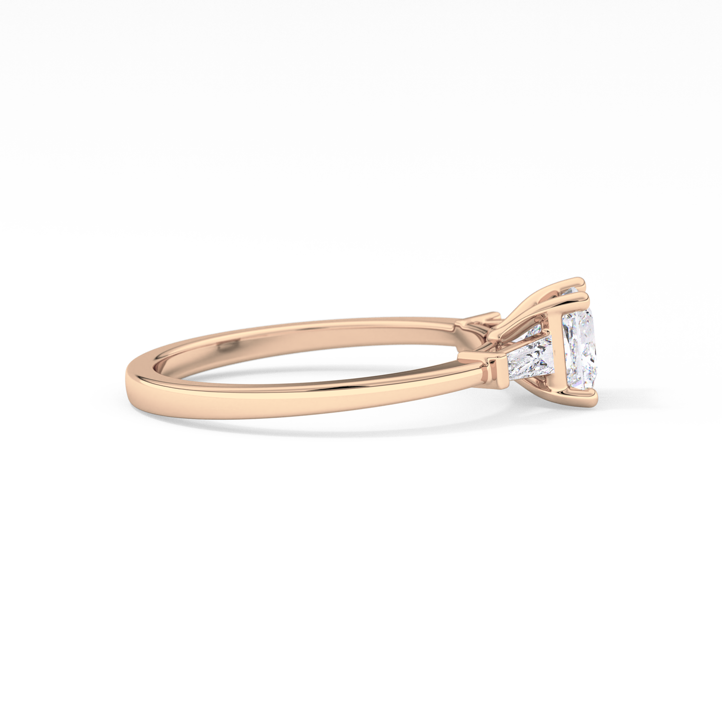 Princess Cut 0.78 Carat Moissanite Ring – Three Stones Setting in Gold